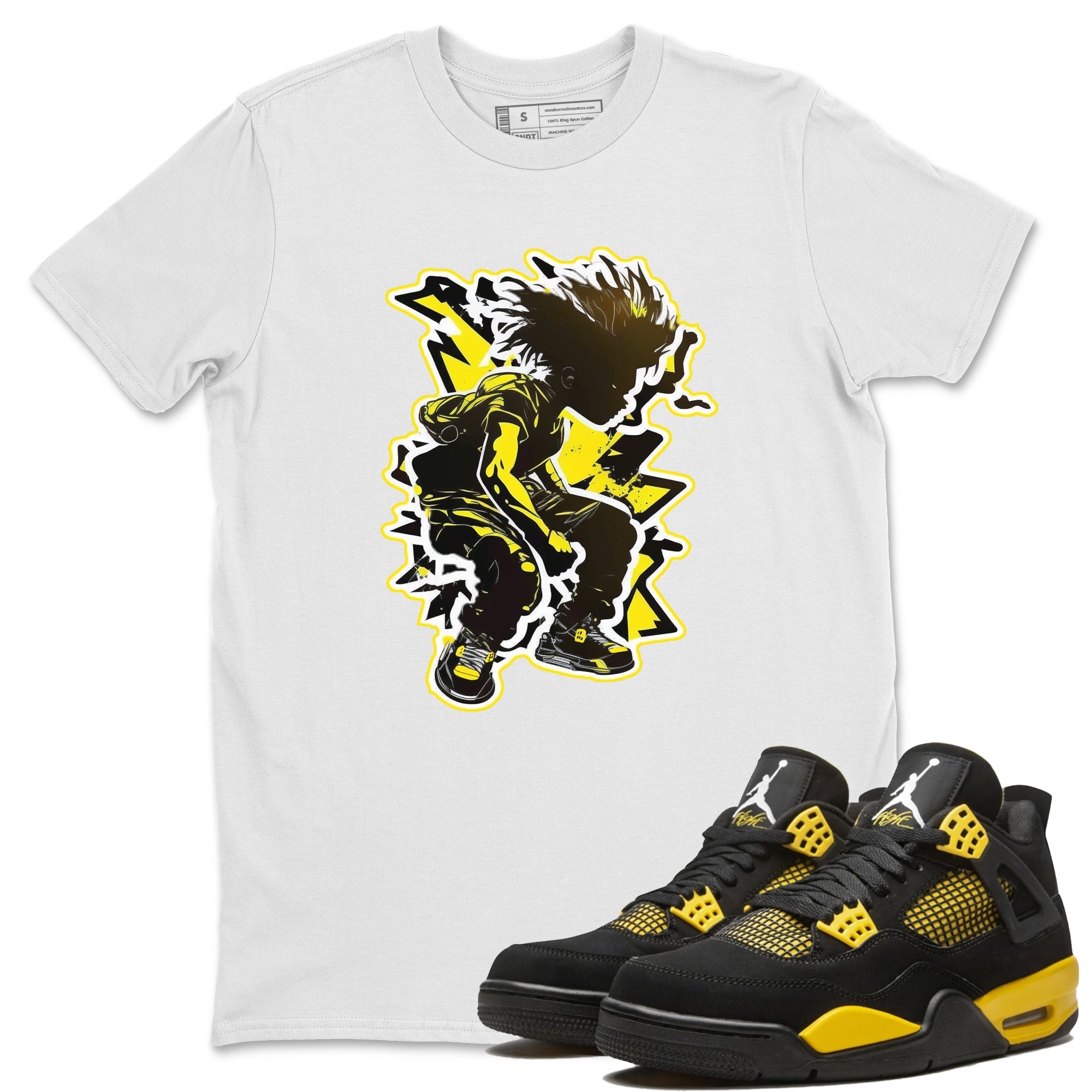 Air Jordan 4 Thunder Sneaker Match Tees Thunder boy Streetwear Sneaker Shirt Yellow AJ4 Thunder Sneaker Release Tees Unisex Shirts White 1
