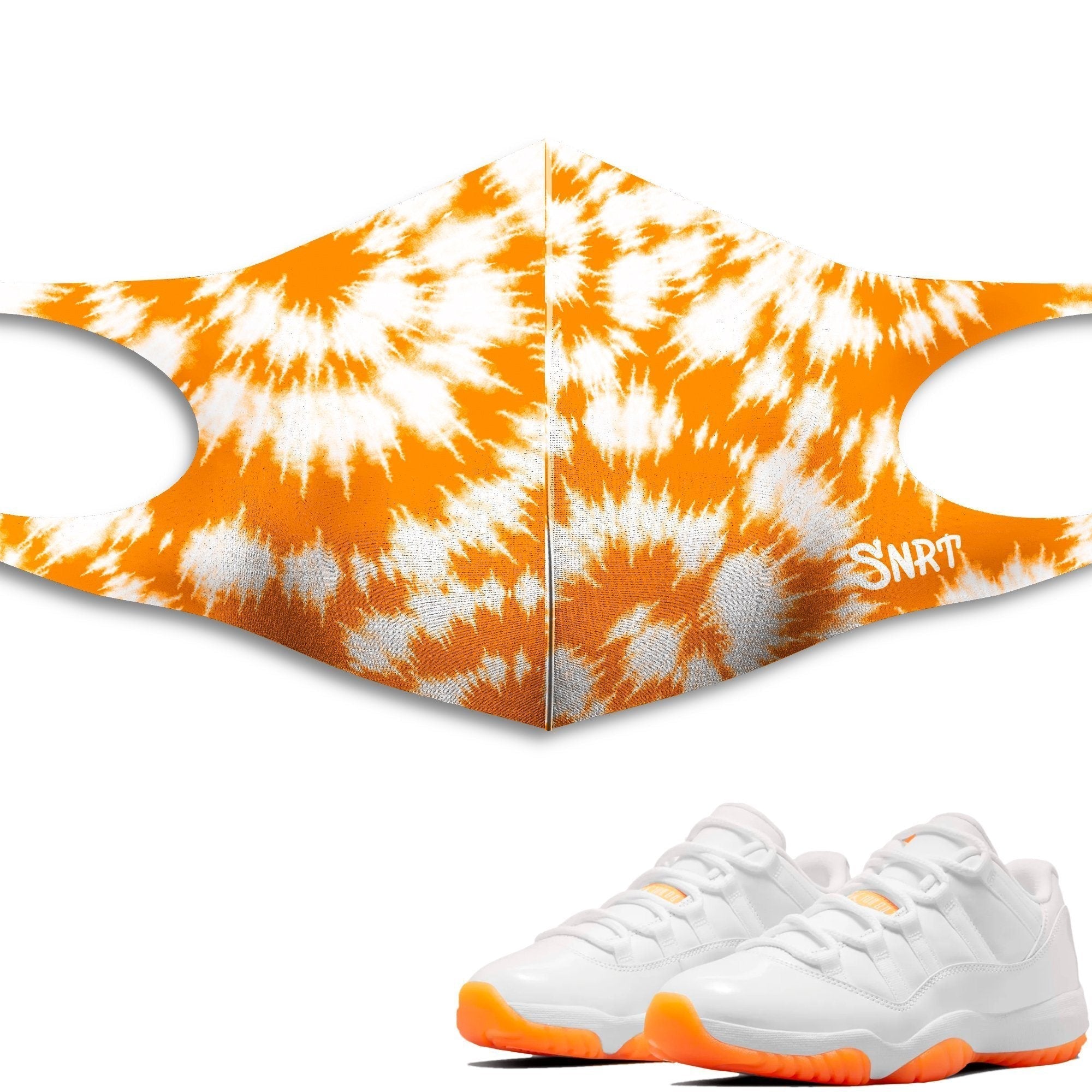 Air Jordan 11 Retro Citrus Sneaker Matching Mask Outfits AJ11 Citrus Sneaker Matching Accessories Collection Drip Gear Zone Sneaker Matching Clothing Unisex High Quality Face Mask Tie Dye Pattern design Mask