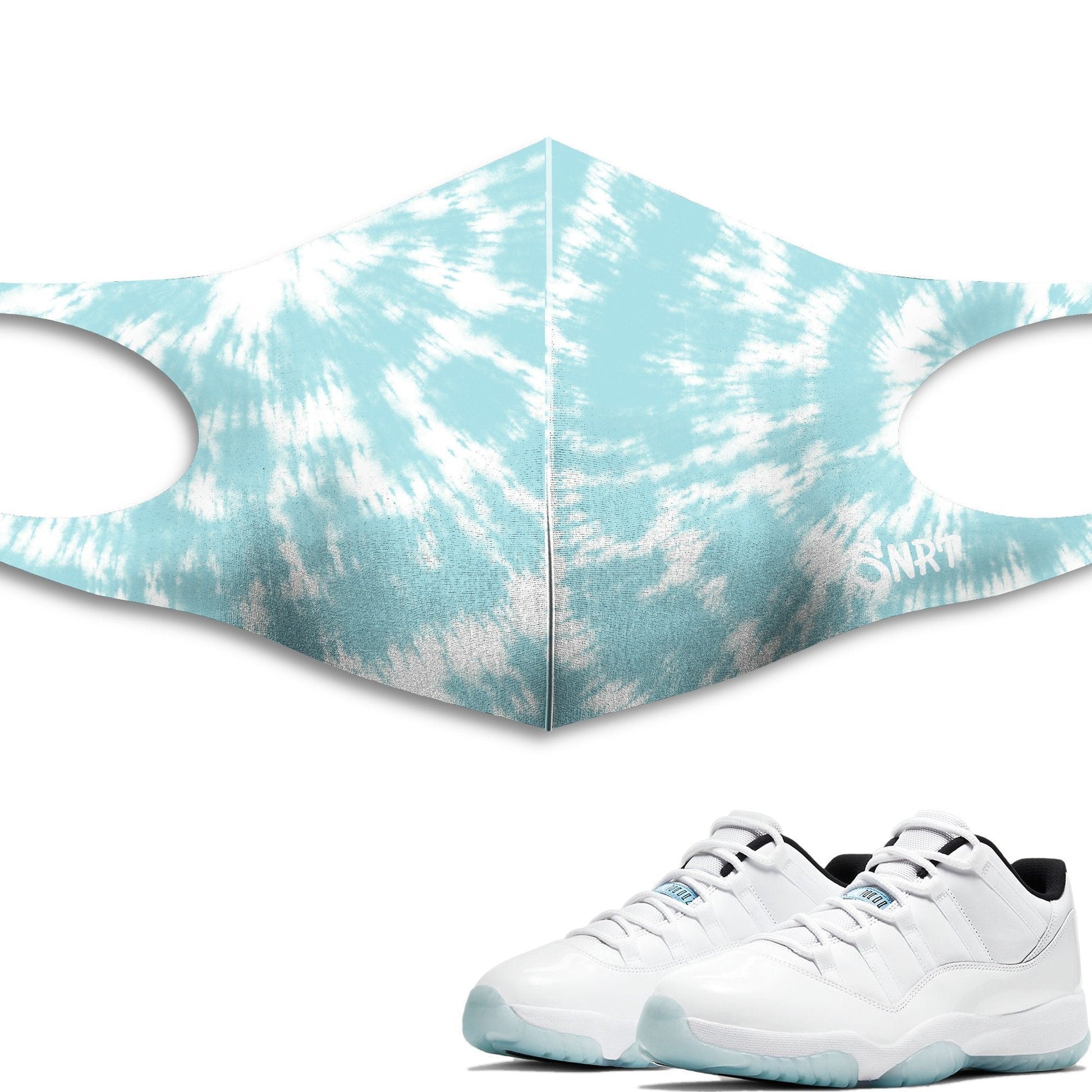 Air Jordan 11 Retro Legend Blue Sneaker Matching Mask Outfits AJ11 Legend Blue Sneaker Matching Accessories Collection Drip Gear Zone Sneaker Matching Clothing Unisex High Quality Face Mask Tie Dye Pattern design Mask