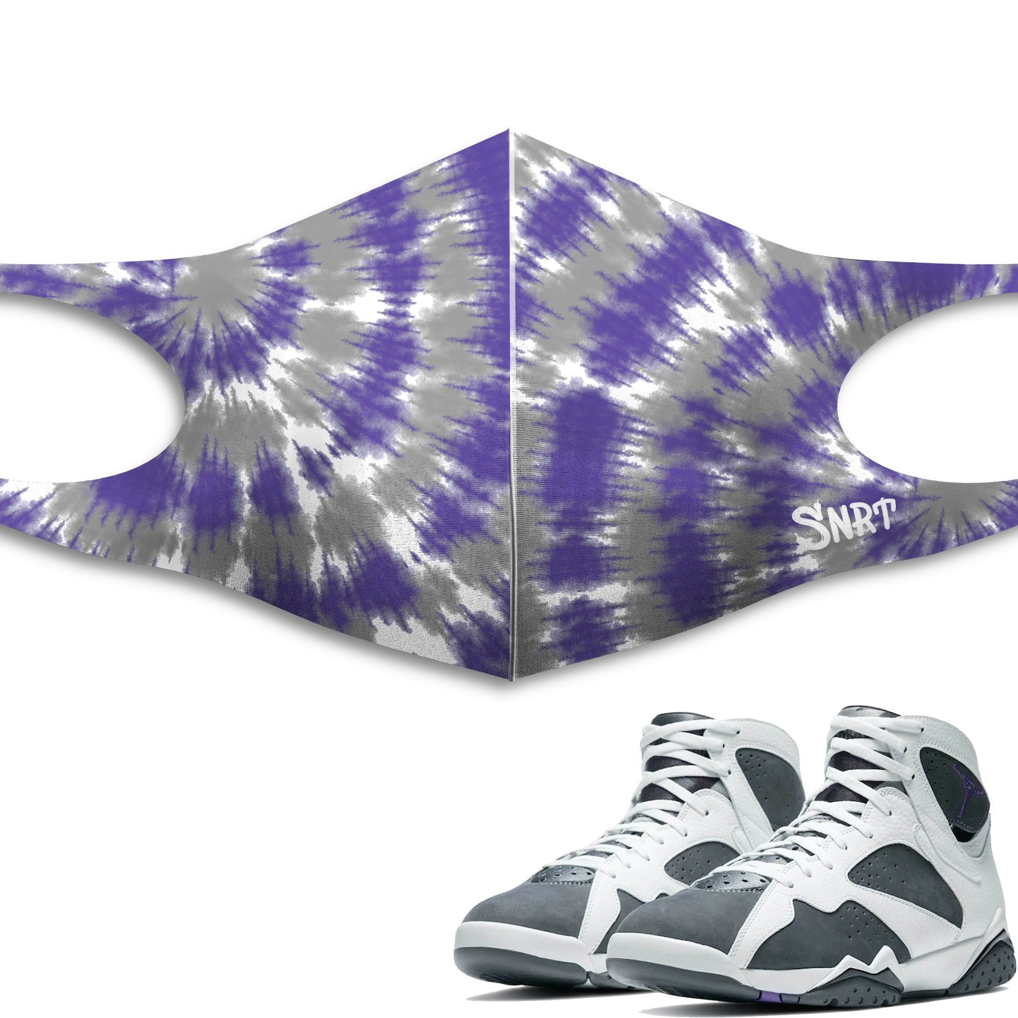 Air Jordan 7 Retro Flint Sneaker Matching Mask Outfits AJ7 Flint Sneaker Matching Accessories Collection Drip Gear Zone Sneaker Matching Clothing Unisex High Quality Face Mask Tie Dye Pattern design Mask
