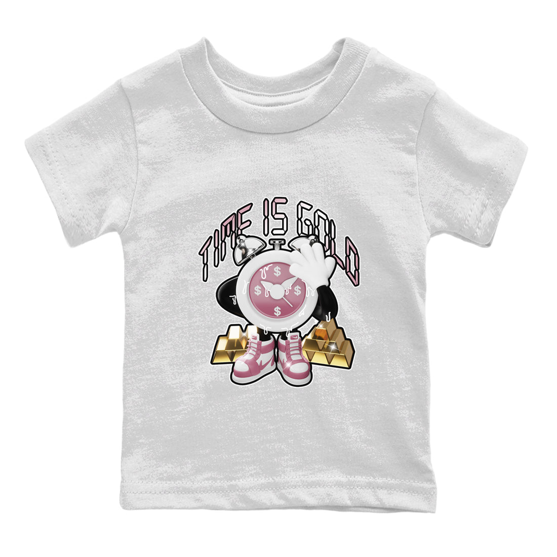 Air Jordan 1 Mauve shirt to match jordans Time Is Gold crew neck streetwear t-shirt AJ1Mauve Drip Gear Zone Baby Toddler White 2 Sneaker Matching Tee