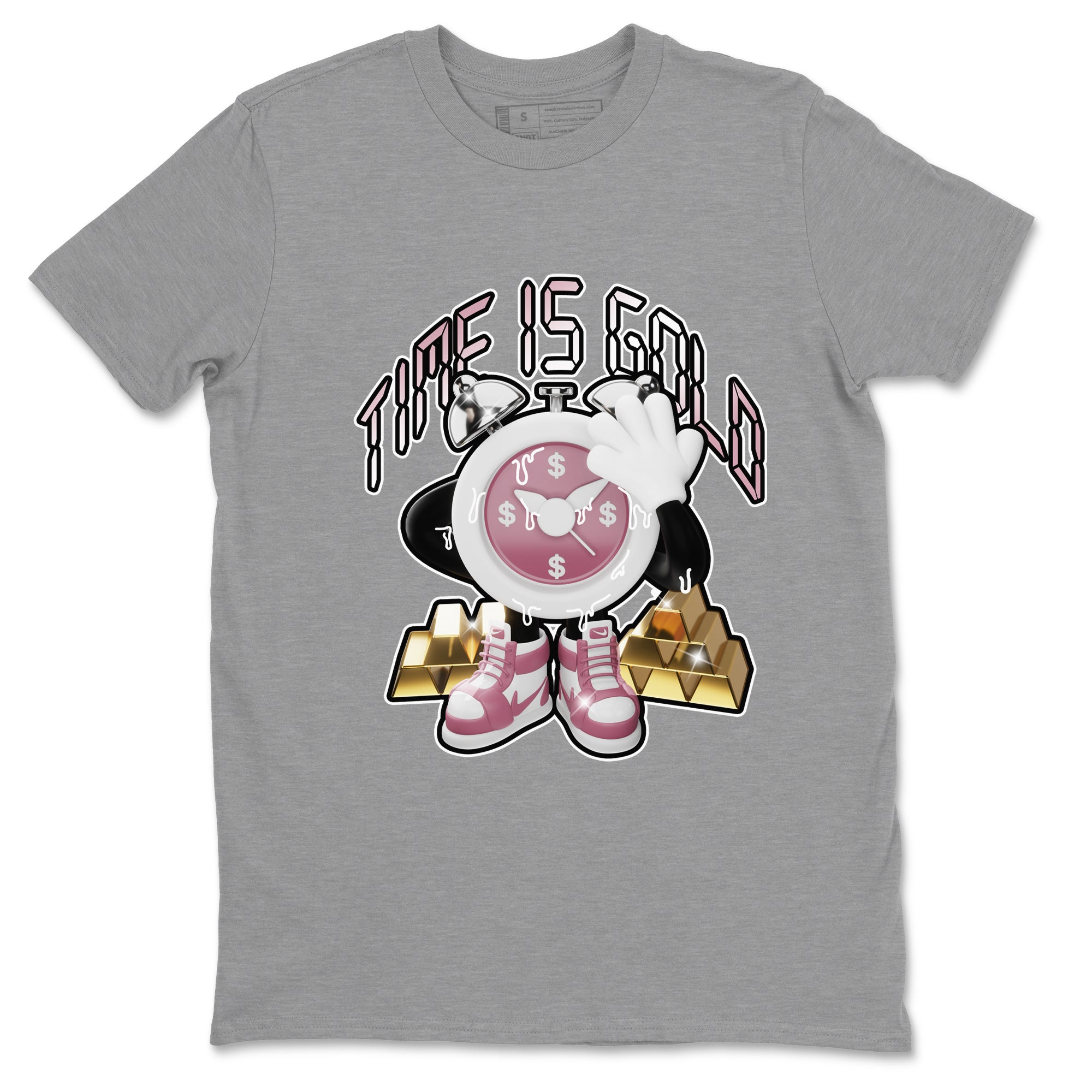 Air Jordan 1 Mauve shirt to match jordans Time Is Gold crew neck streetwear t-shirt AJ1Mauve Drip Gear Zone Unisex Heather Grey 2 Sneaker Matching Tee