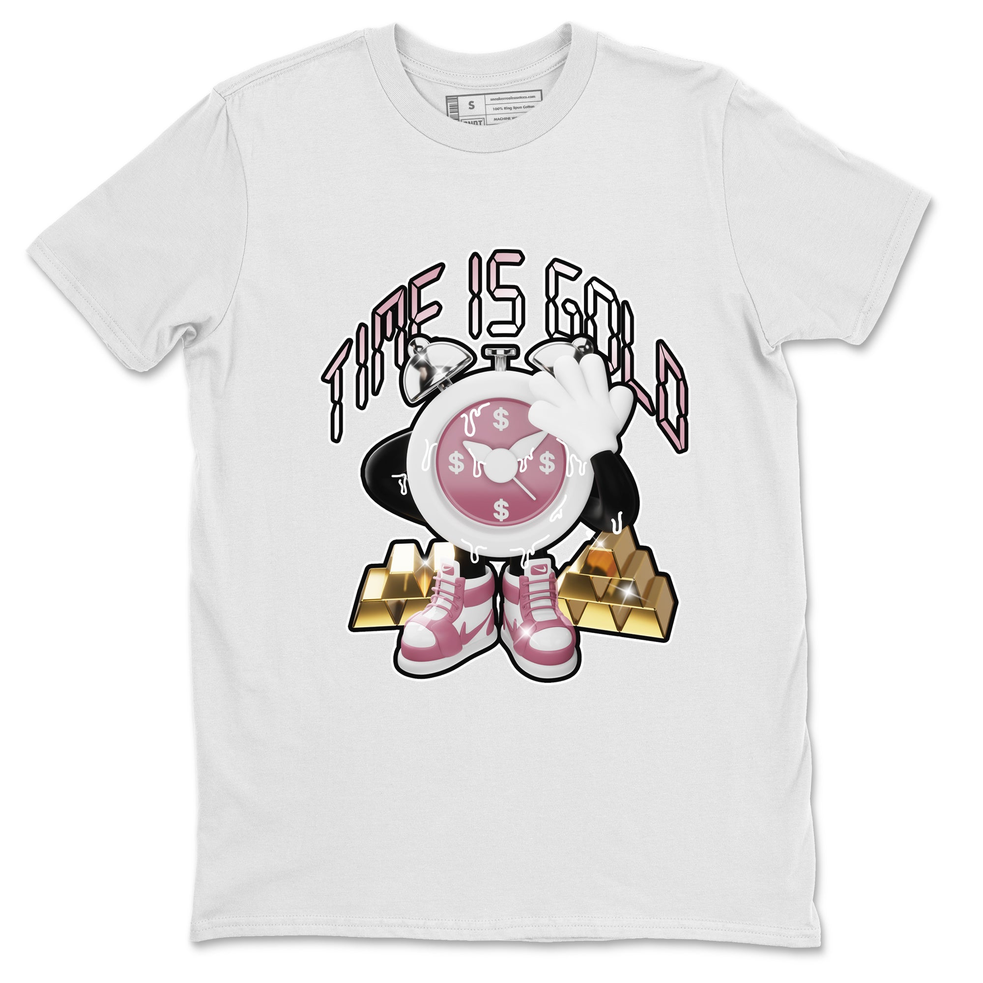 Air Jordan 1 Mauve shirt to match jordans Time Is Gold crew neck streetwear t-shirt AJ1Mauve Drip Gear Zone Unisex White 2 Sneaker Matching Tee