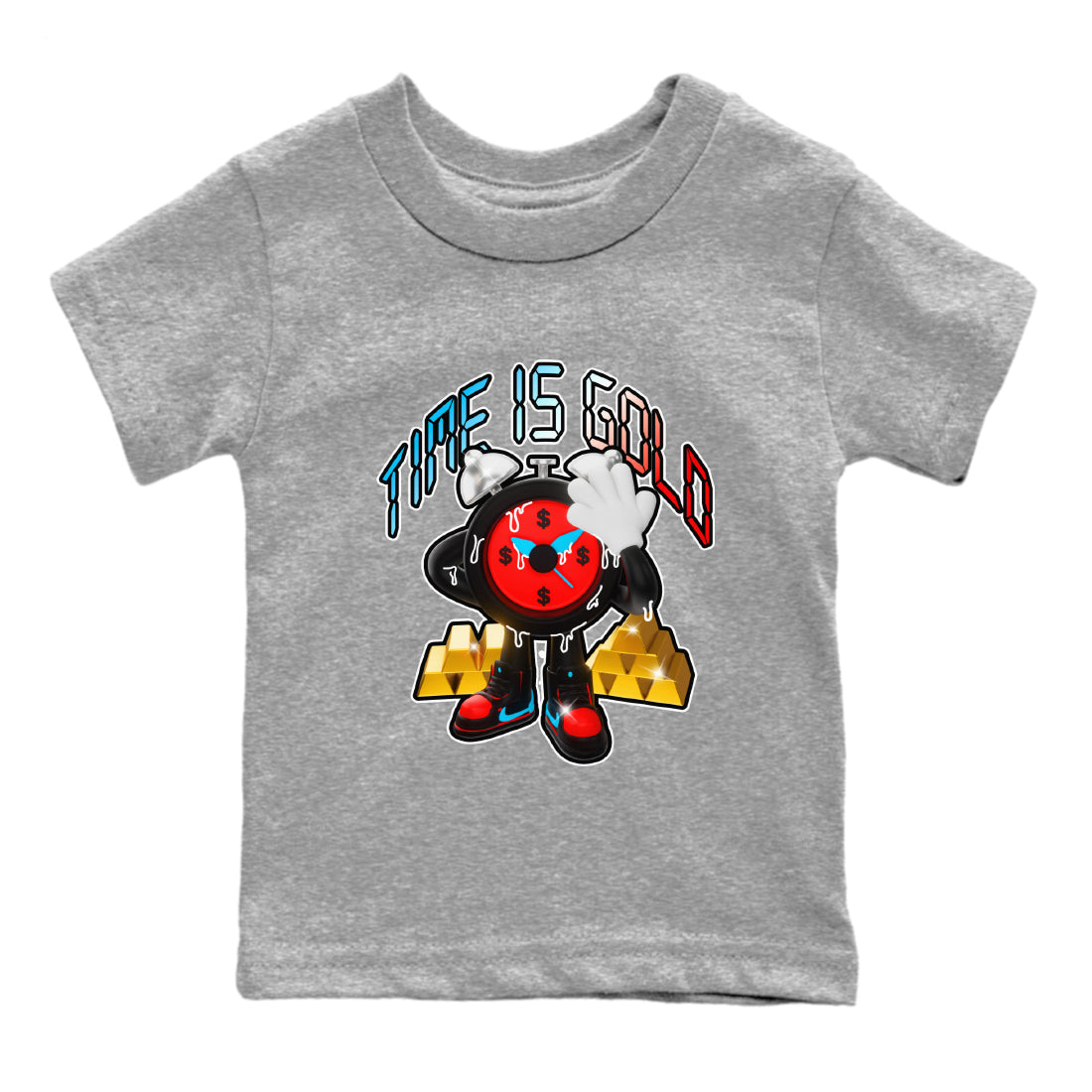 Air Jordan 1 UNC to Chicago shirt to match jordans Time Is Gold Streetwear Sneaker Shirt AJ1 UNC to Chicago Drip Gear Zone Sneaker Matching Clothing Baby Toddler Heather Grey 2 T-Shirt