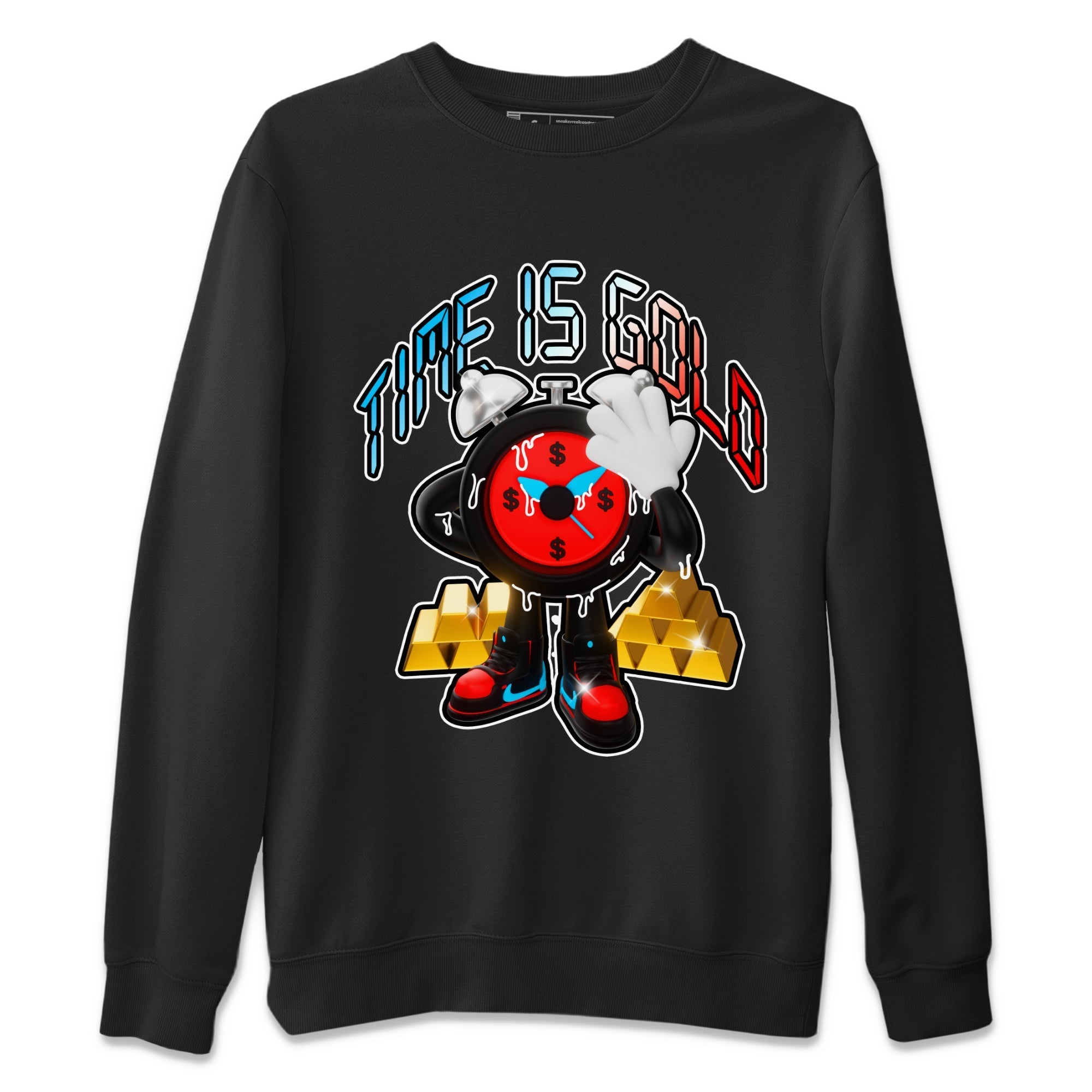 Air Jordan 1 UNC to Chicago shirt to match jordans Time Is Gold Streetwear Sneaker Shirt AJ1 UNC to Chicago Drip Gear Zone Sneaker Matching Clothing Unisex Black 2 T-Shirt