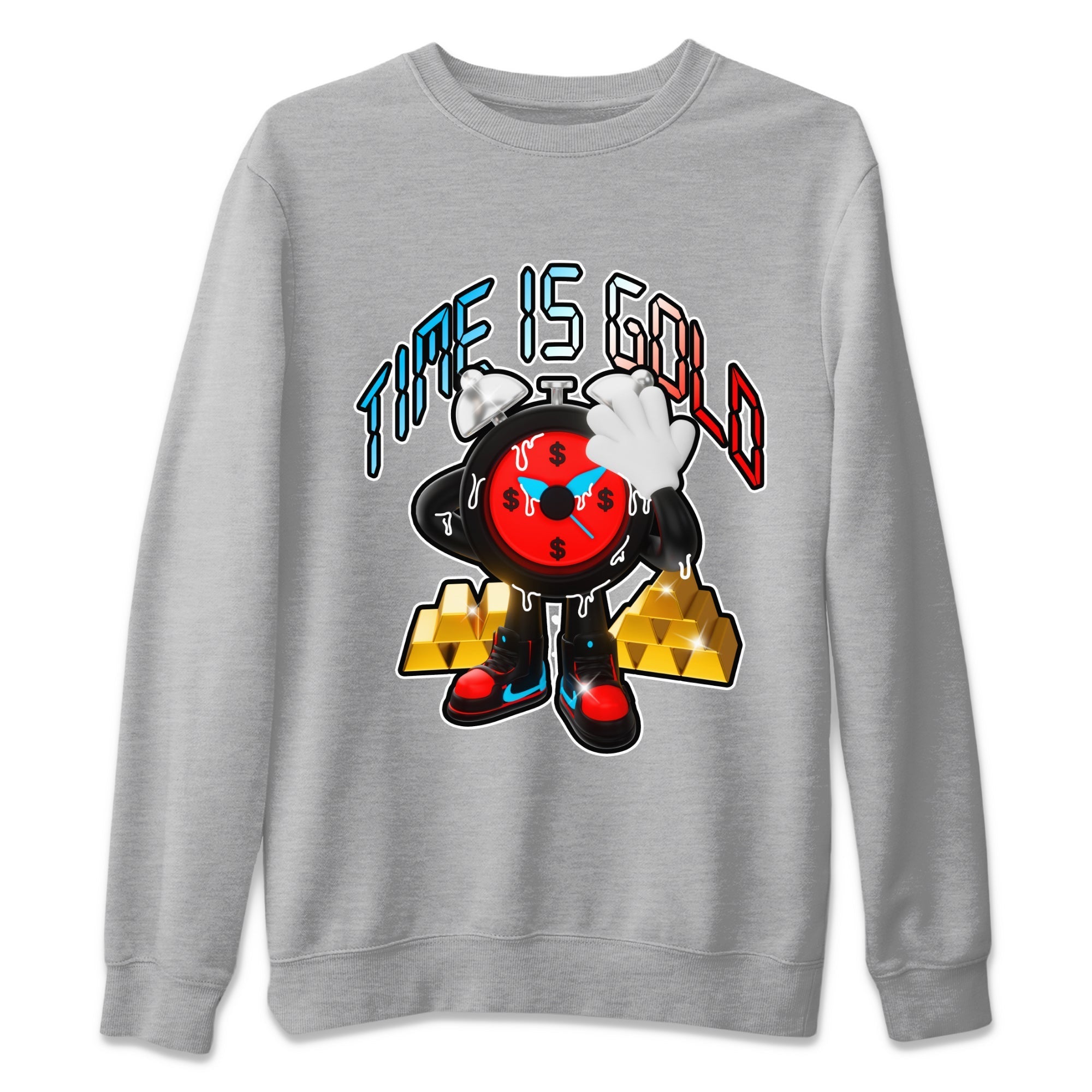 Air Jordan 1 UNC to Chicago shirt to match jordans Time Is Gold Streetwear Sneaker Shirt AJ1 UNC to Chicago Drip Gear Zone Sneaker Matching Clothing Unisex Heather Grey 2 T-Shirt