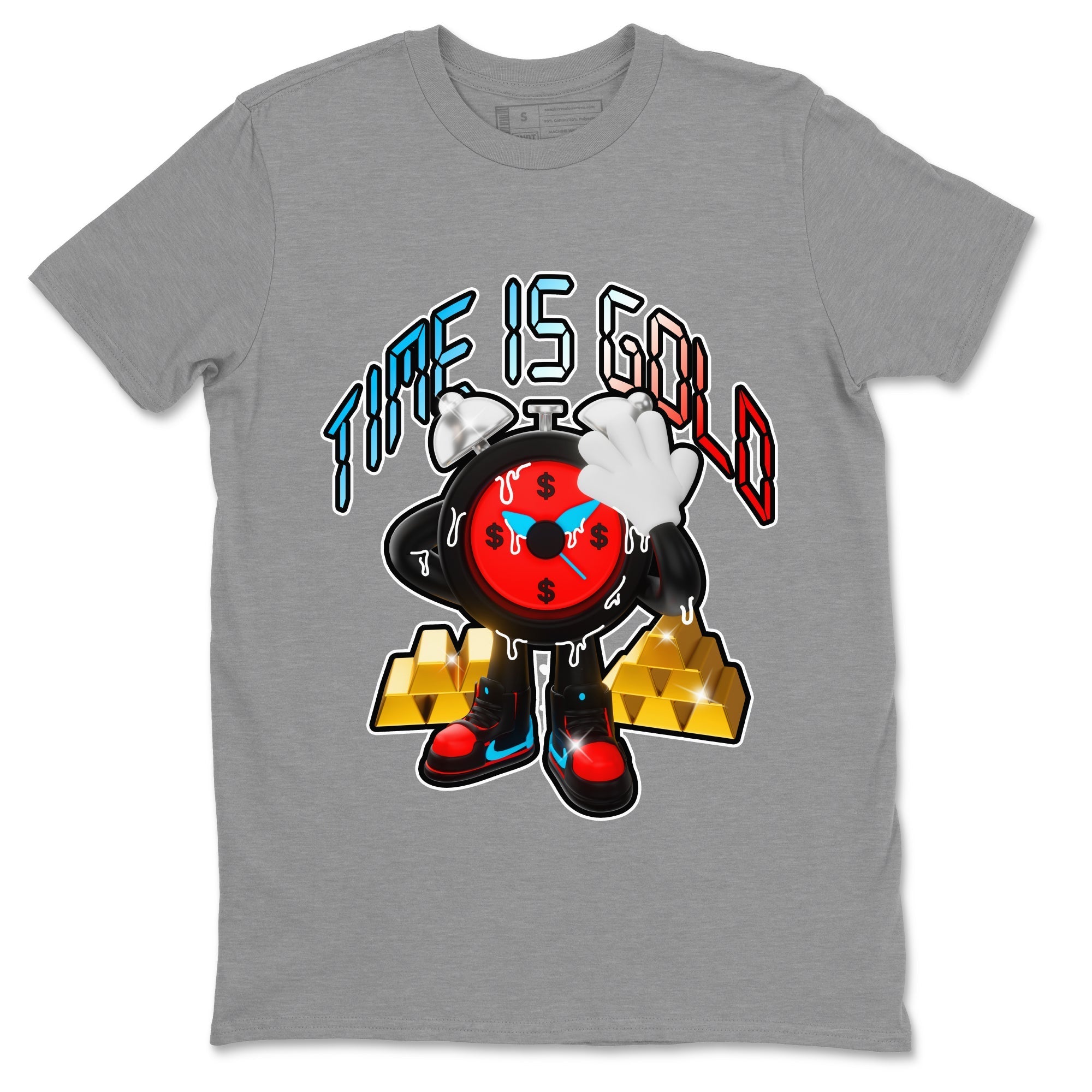 Air Jordan 1 UNC to Chicago shirt to match jordans Time Is Gold Streetwear Sneaker Shirt AJ1 UNC to Chicago Drip Gear Zone Sneaker Matching Clothing Unisex Heather Grey 2 T-Shirt