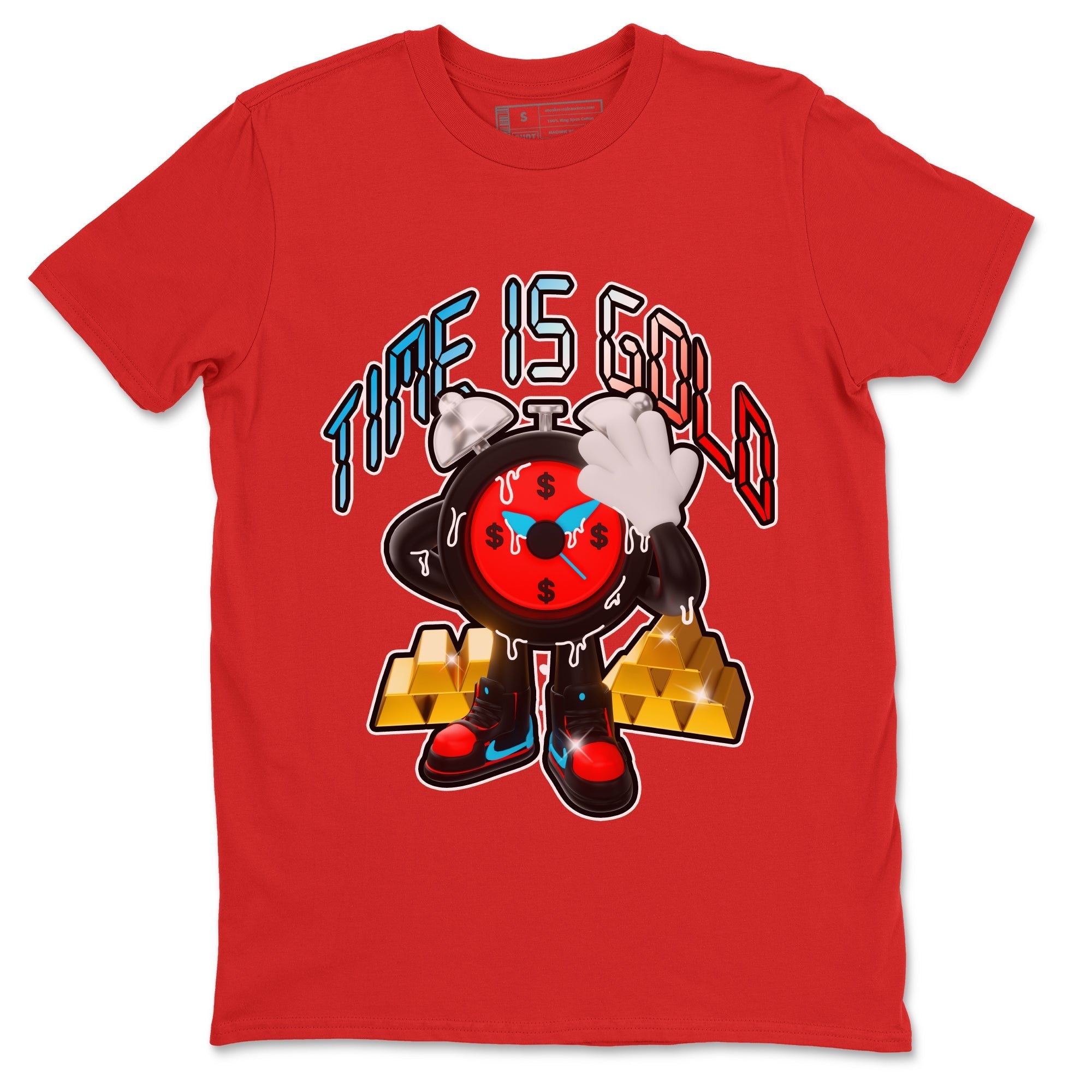 Air Jordan 1 UNC to Chicago shirt to match jordans Time Is Gold Streetwear Sneaker Shirt AJ1 UNC to Chicago Drip Gear Zone Sneaker Matching Clothing Unisex Red 2 T-Shirt