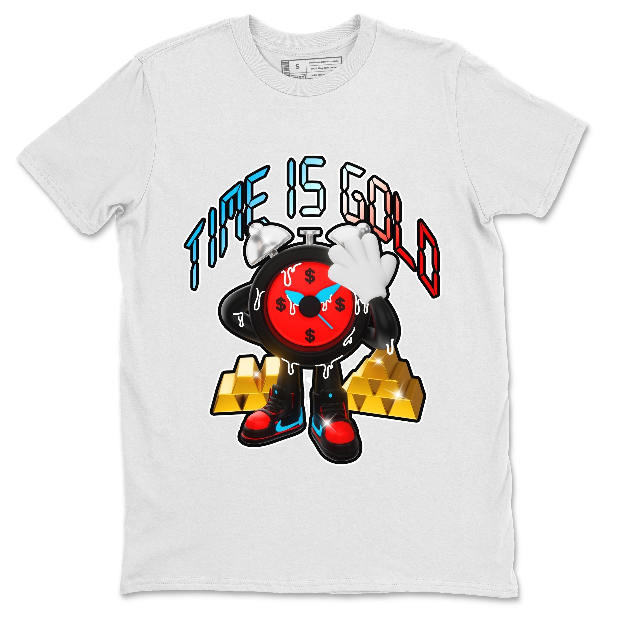 Air Jordan 1 UNC to Chicago shirt to match jordans Time Is Gold Streetwear Sneaker Shirt AJ1 UNC to Chicago Drip Gear Zone Sneaker Matching Clothing Unisex White 2 T-Shirt