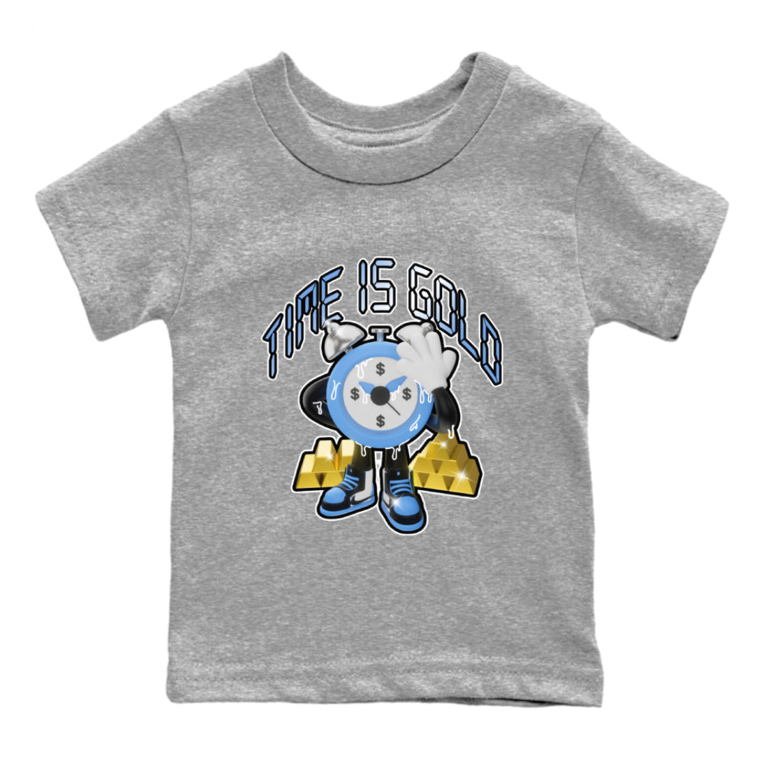 Air Jordan 1 UNC Toe shirt to match jordans Time Is Gold Streetwear Sneaker Shirt AJ1 UNC Toe Drip Gear Zone Sneaker Matching Clothing Baby Toddler Heather Grey 2 T-Shirt