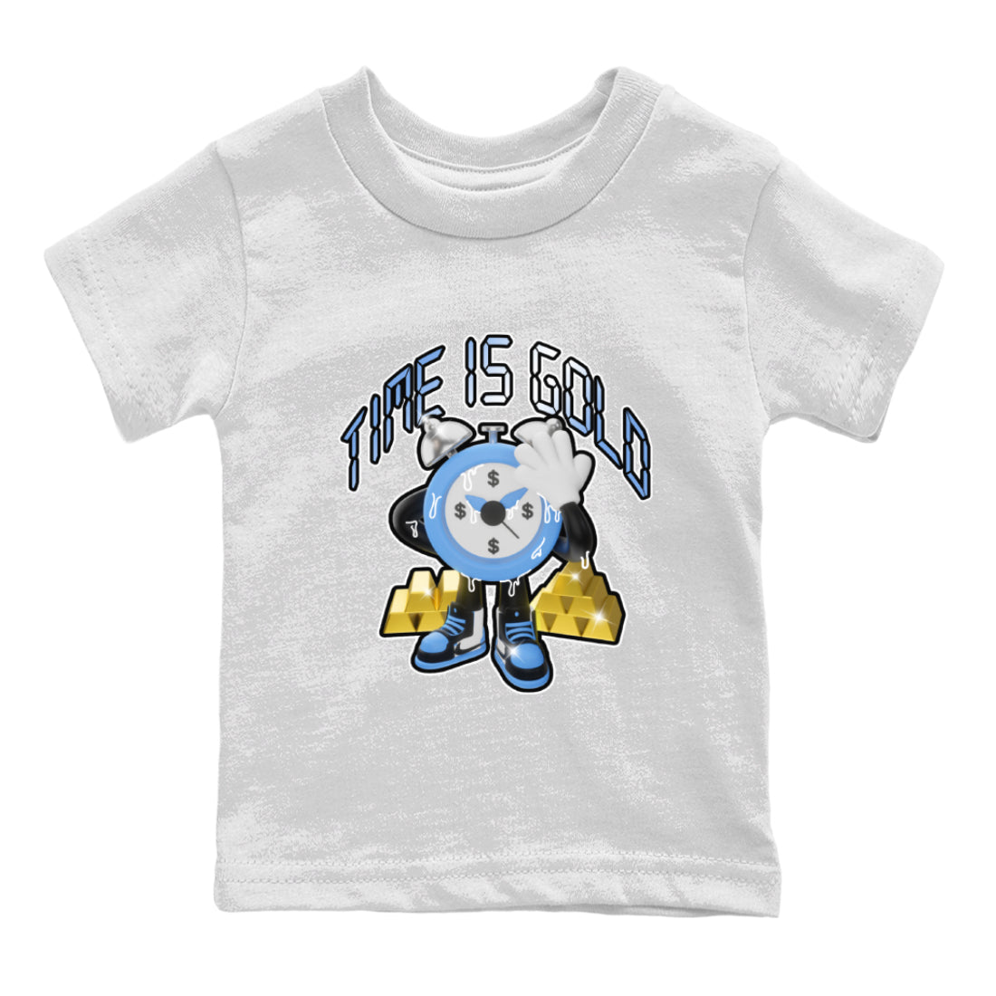 Air Jordan 1 UNC Toe shirt to match jordans Time Is Gold Streetwear Sneaker Shirt AJ1 UNC Toe Drip Gear Zone Sneaker Matching Clothing Baby Toddler White 2 T-Shirt
