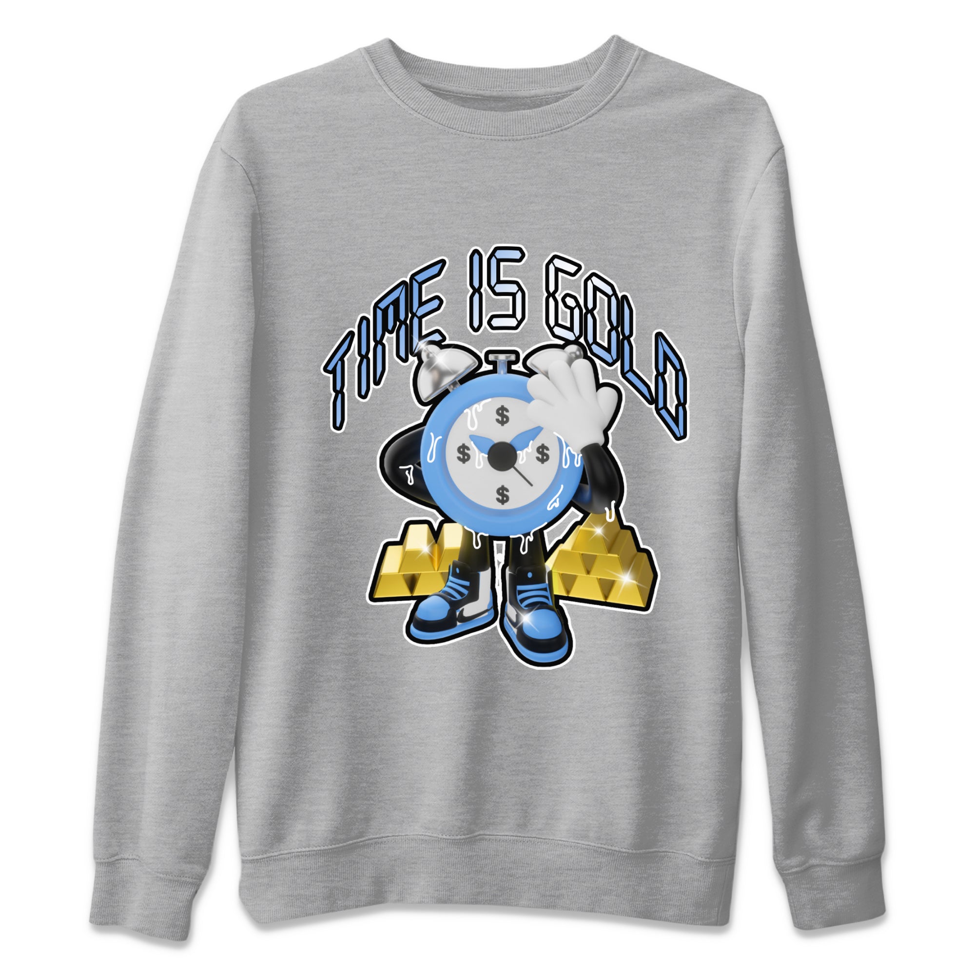 Air Jordan 1 UNC Toe shirt to match jordans Time Is Gold Streetwear Sneaker Shirt AJ1 UNC Toe Drip Gear Zone Sneaker Matching Clothing Unisex Heather Grey 2 T-Shirt