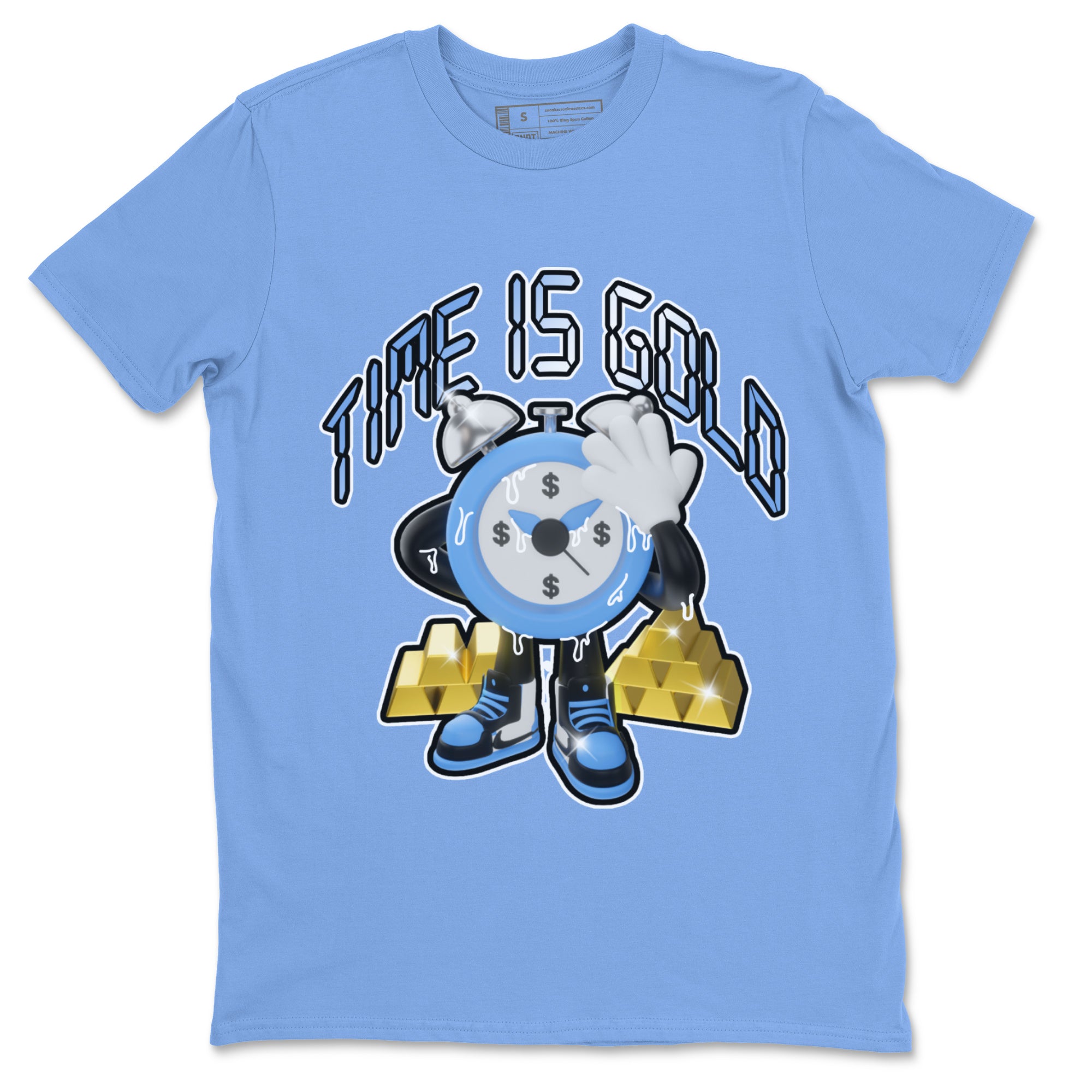 Air Jordan 1 UNC Toe shirt to match jordans Time Is Gold Streetwear Sneaker Shirt AJ1 UNC Toe Drip Gear Zone Sneaker Matching Clothing Unisex Carolina Blue 2 T-Shirt