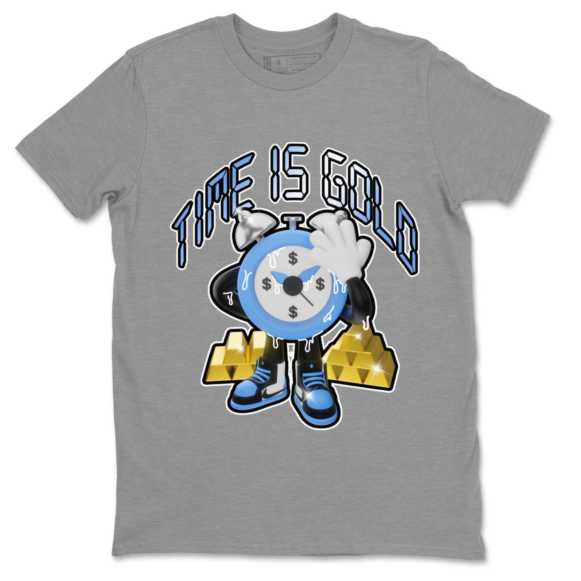 Air Jordan 1 UNC Toe shirt to match jordans Time Is Gold Streetwear Sneaker Shirt AJ1 UNC Toe Drip Gear Zone Sneaker Matching Clothing Unisex Heather Grey 2 T-Shirt