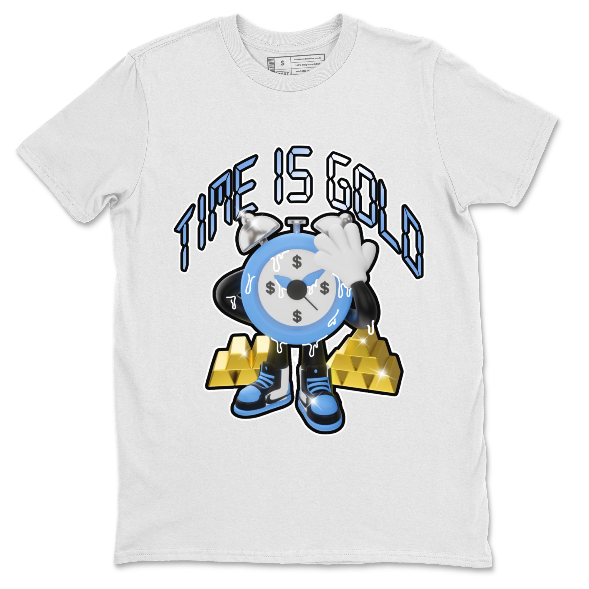 Air Jordan 1 UNC Toe shirt to match jordans Time Is Gold Streetwear Sneaker Shirt AJ1 UNC Toe Drip Gear Zone Sneaker Matching Clothing Unisex White 2 T-Shirt