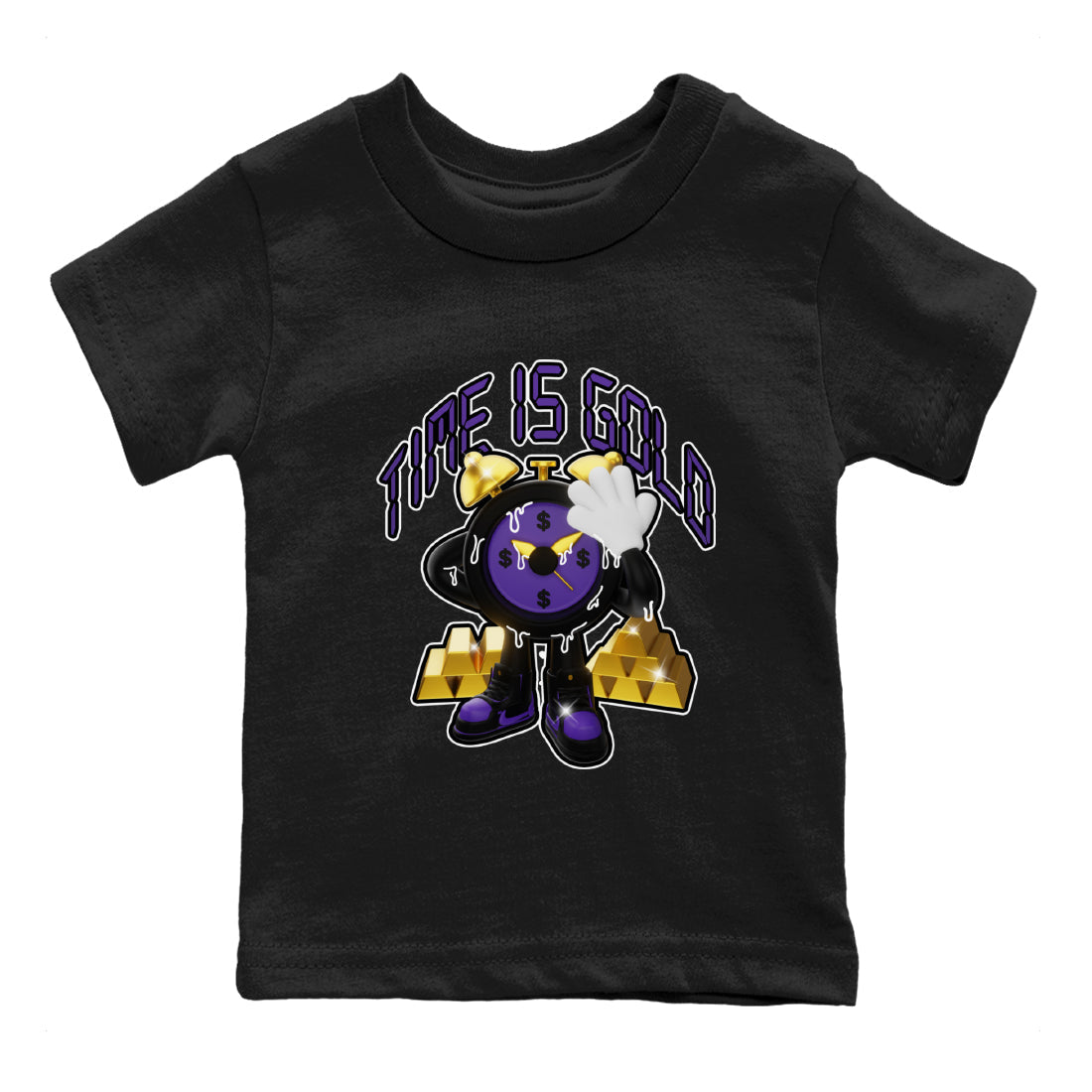 Air Jordan 12 Field Purple shirt to match jordans Time Is Gold Streetwear Sneaker Shirt AJ12 Field Purple Drip Gear Zone Sneaker Matching Clothing Baby Toddler Black 2 T-Shirt