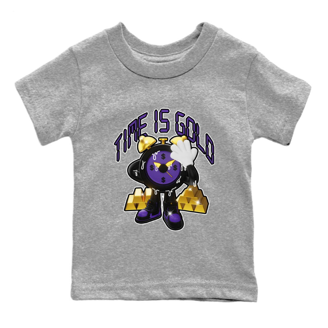 Air Jordan 12 Field Purple shirt to match jordans Time Is Gold Streetwear Sneaker Shirt AJ12 Field Purple Drip Gear Zone Sneaker Matching Clothing Baby Toddler Heather Grey 2 T-Shirt
