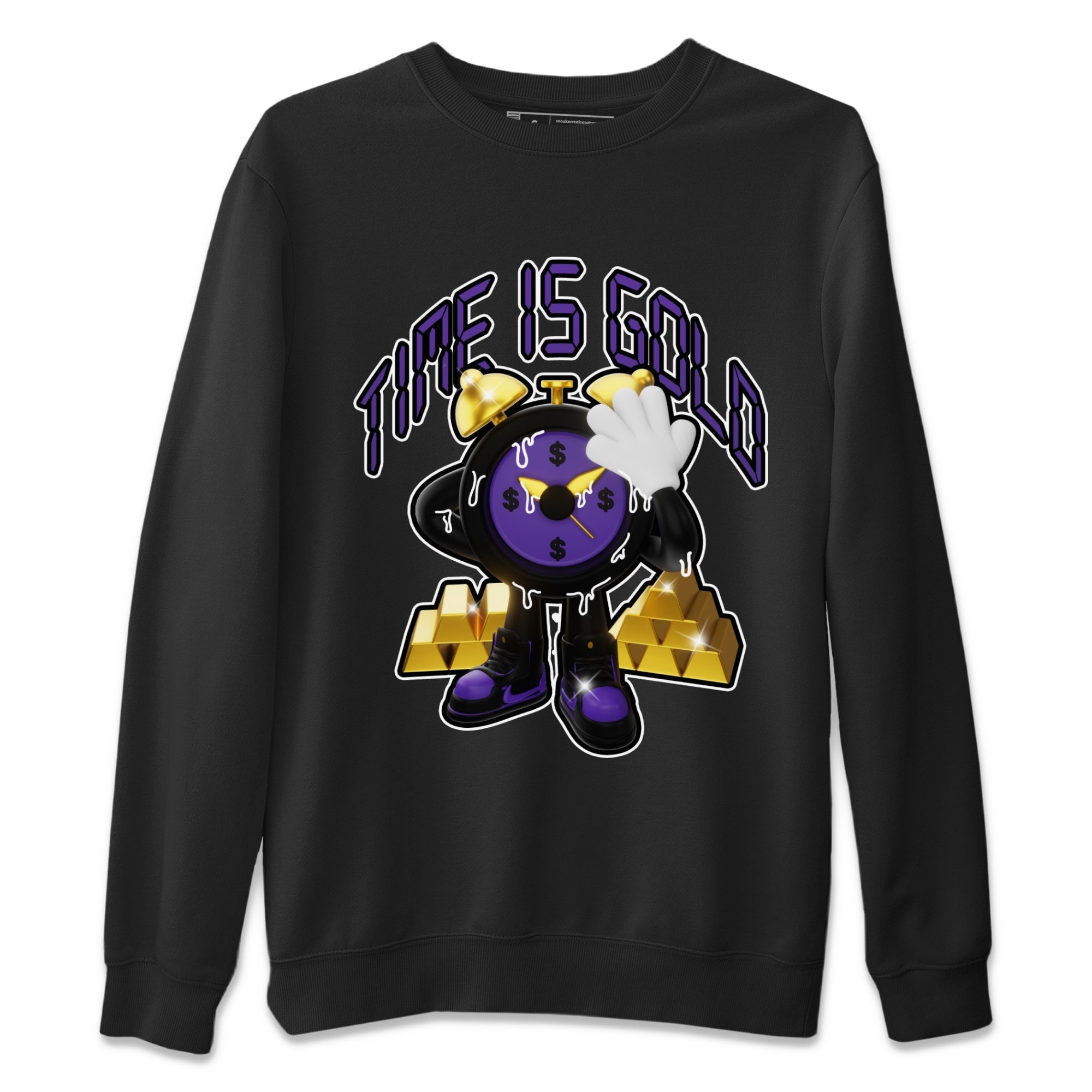 Air Jordan 12 Field Purple shirt to match jordans Time Is Gold Streetwear Sneaker Shirt AJ12 Field Purple Drip Gear Zone Sneaker Matching Clothing Unisex Black 2 T-Shirt