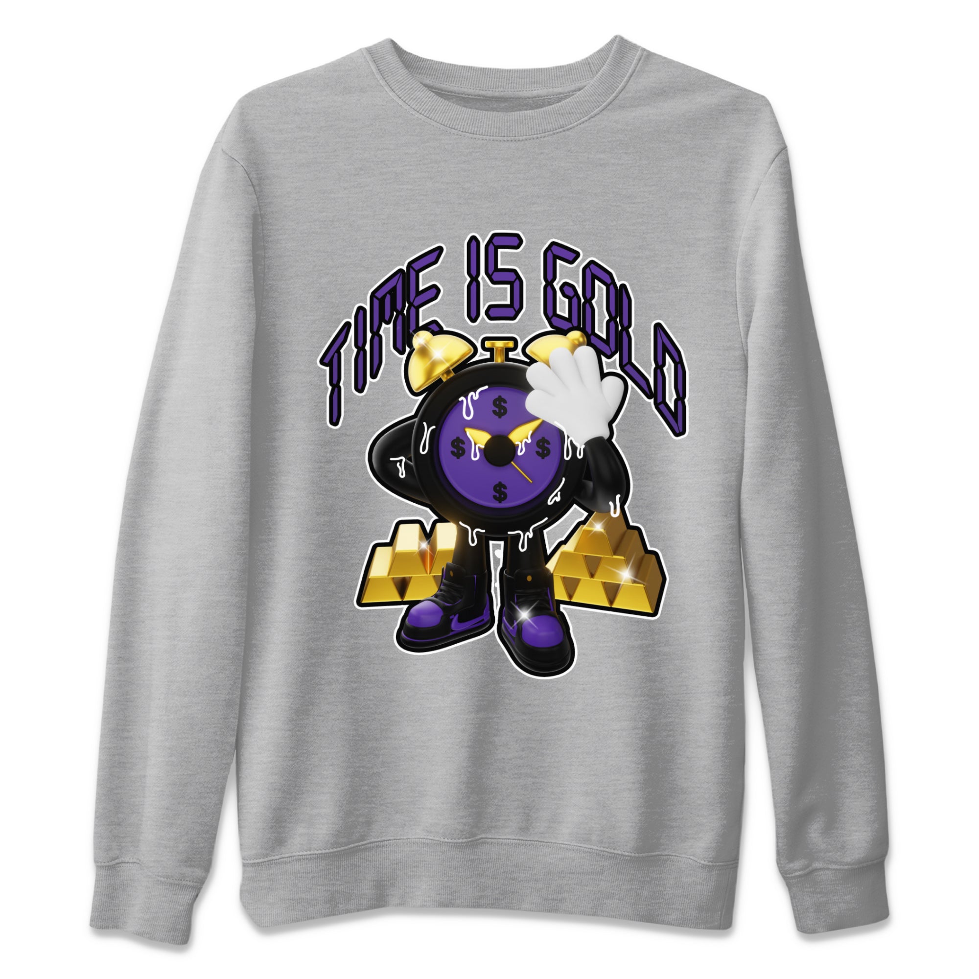 Air Jordan 12 Field Purple shirt to match jordans Time Is Gold Streetwear Sneaker Shirt AJ12 Field Purple Drip Gear Zone Sneaker Matching Clothing Unisex Heather Grey 2 T-Shirt