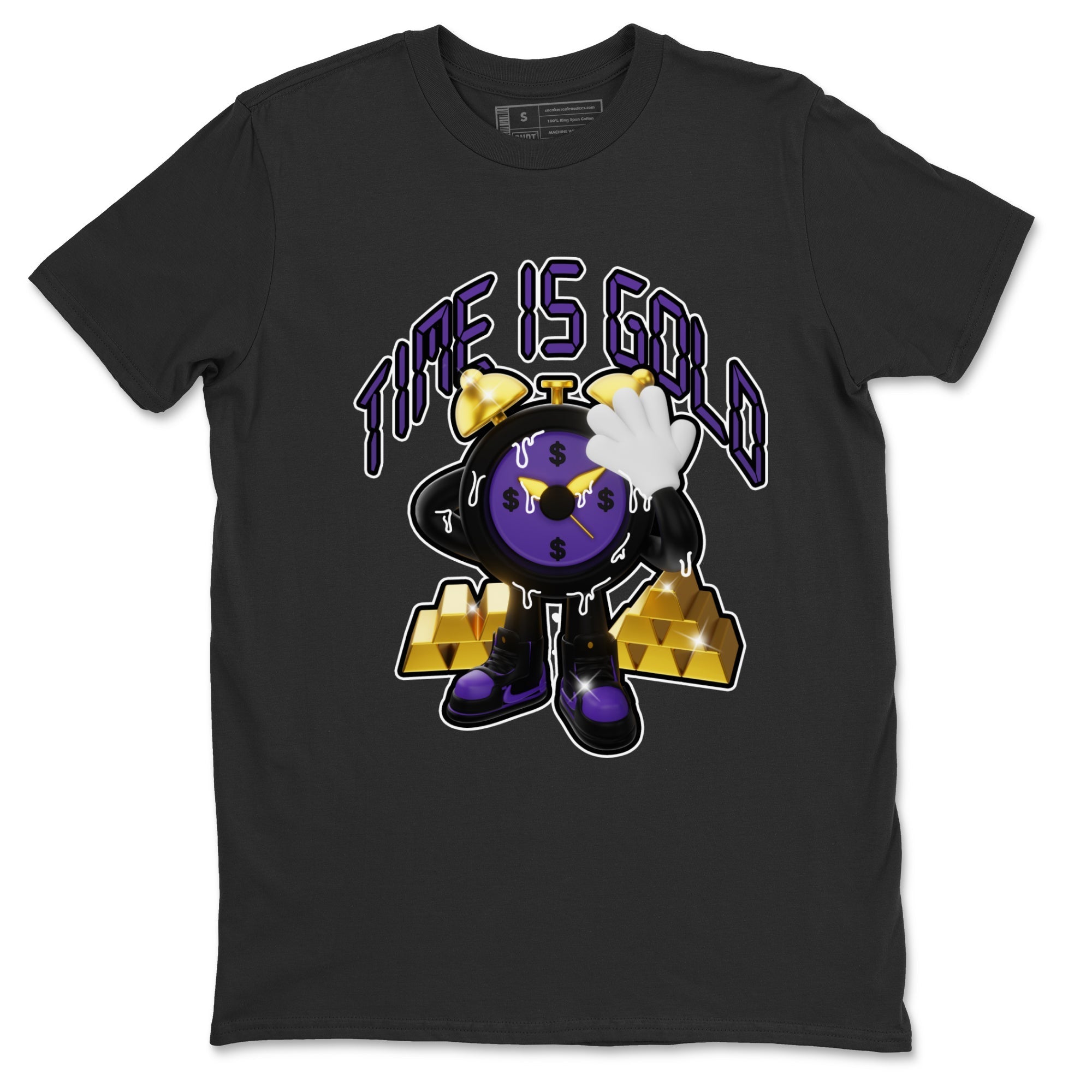 Air Jordan 12 Field Purple shirt to match jordans Time Is Gold Streetwear Sneaker Shirt AJ12 Field Purple Drip Gear Zone Sneaker Matching Clothing Unisex Black 2 T-Shirt