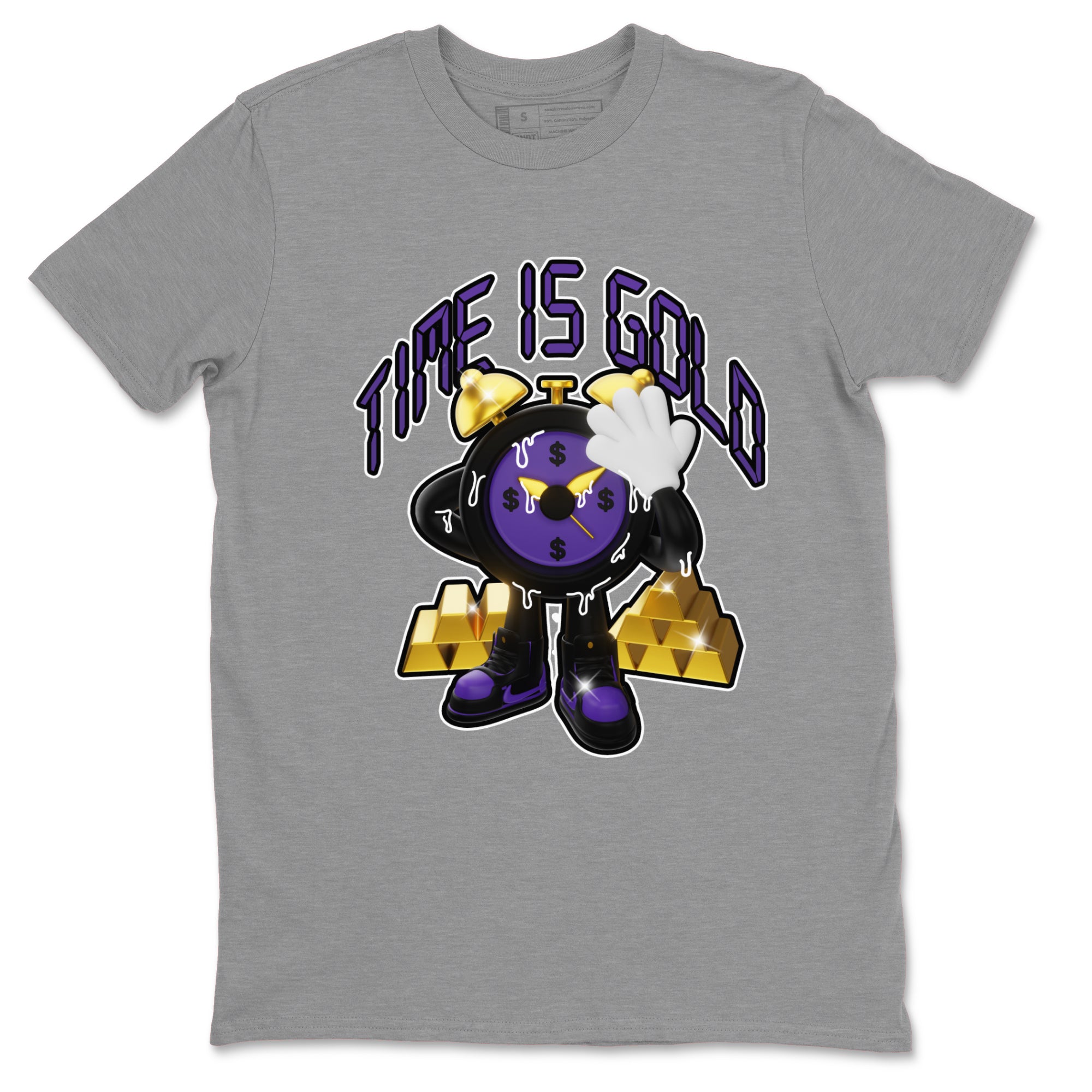 Air Jordan 12 Field Purple shirt to match jordans Time Is Gold Streetwear Sneaker Shirt AJ12 Field Purple Drip Gear Zone Sneaker Matching Clothing Unisex Heather Grey 2 T-Shirt