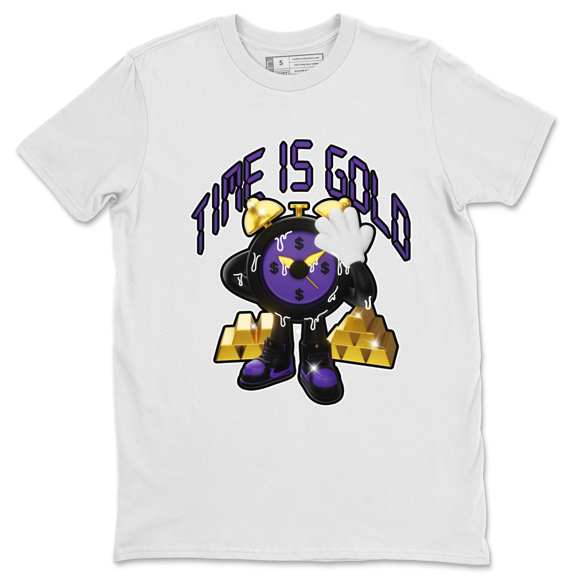 Air Jordan 12 Field Purple shirt to match jordans Time Is Gold Streetwear Sneaker Shirt AJ12 Field Purple Drip Gear Zone Sneaker Matching Clothing Unisex White 2 T-Shirt