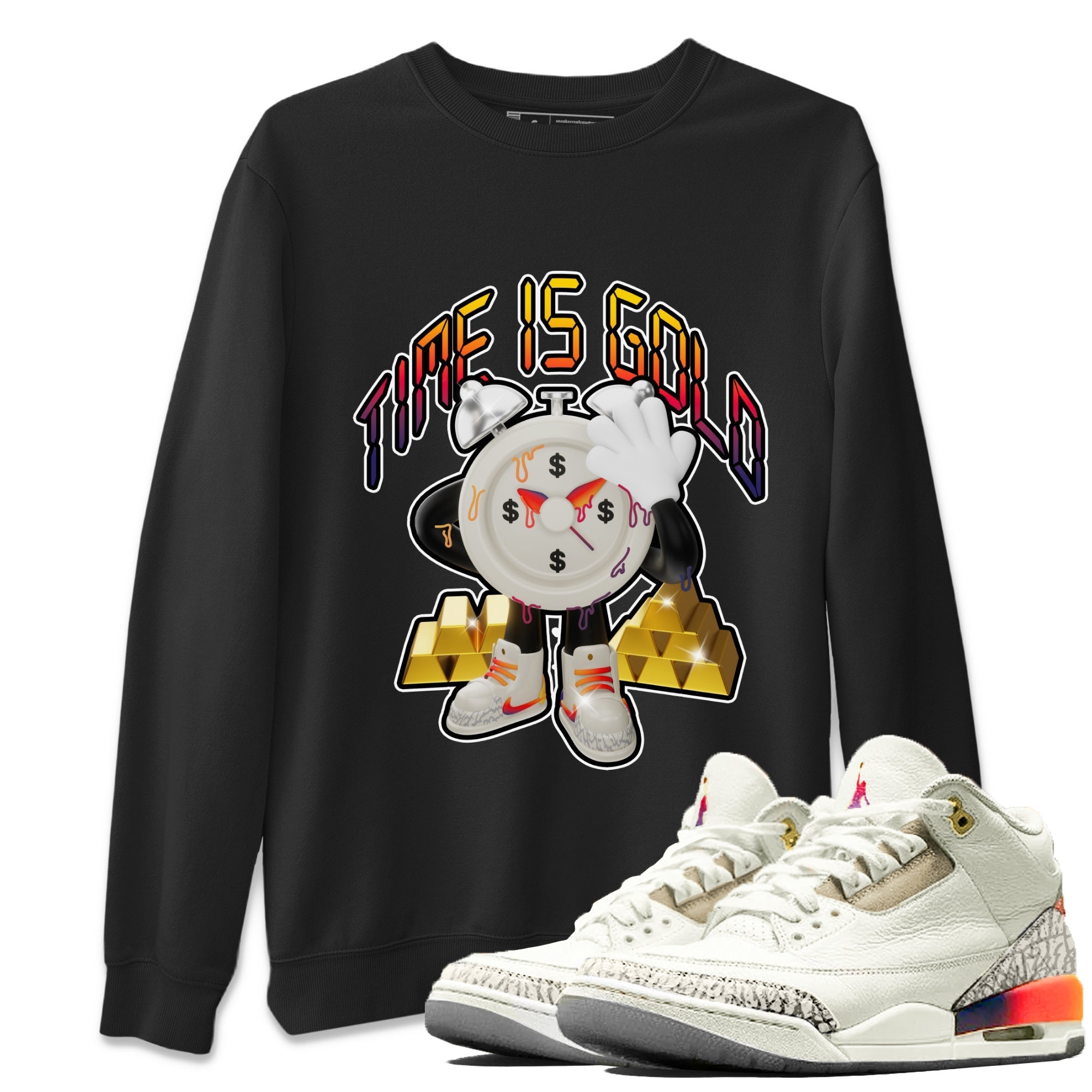 Air Jordan 3 J Balvin shirt to match jordans Time Is Gold Streetwear Sneaker Shirt AJ3 Balvin  Drip Gear Zone Sneaker Matching Clothing LGBTQ Gay Pride T-Shirt Unisex Black 1 T-Shirt