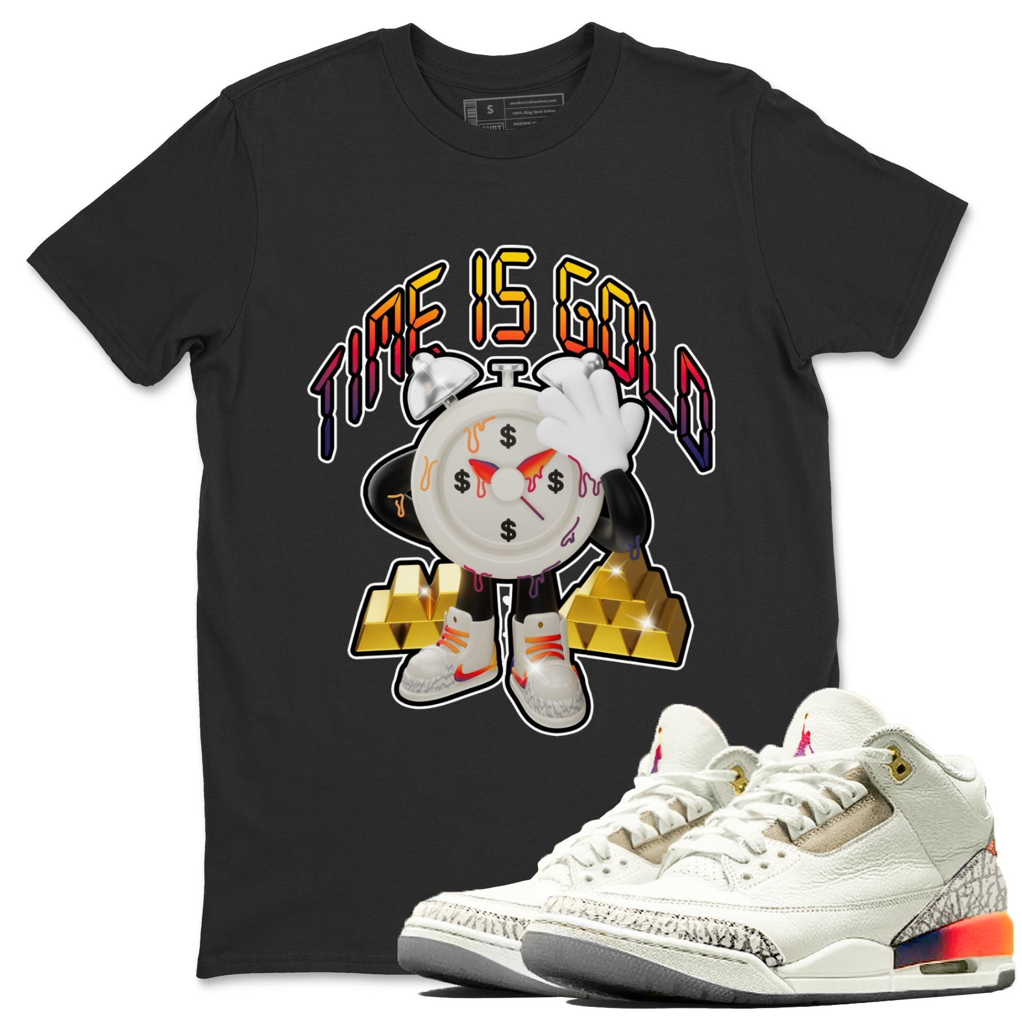 Air Jordan 3 J Balvin shirt to match jordans Time Is Gold Streetwear Sneaker Shirt AJ3 Balvin  Drip Gear Zone Sneaker Matching Clothing LGBTQ Gay Pride T-Shirt Unisex Black 1 T-Shirt