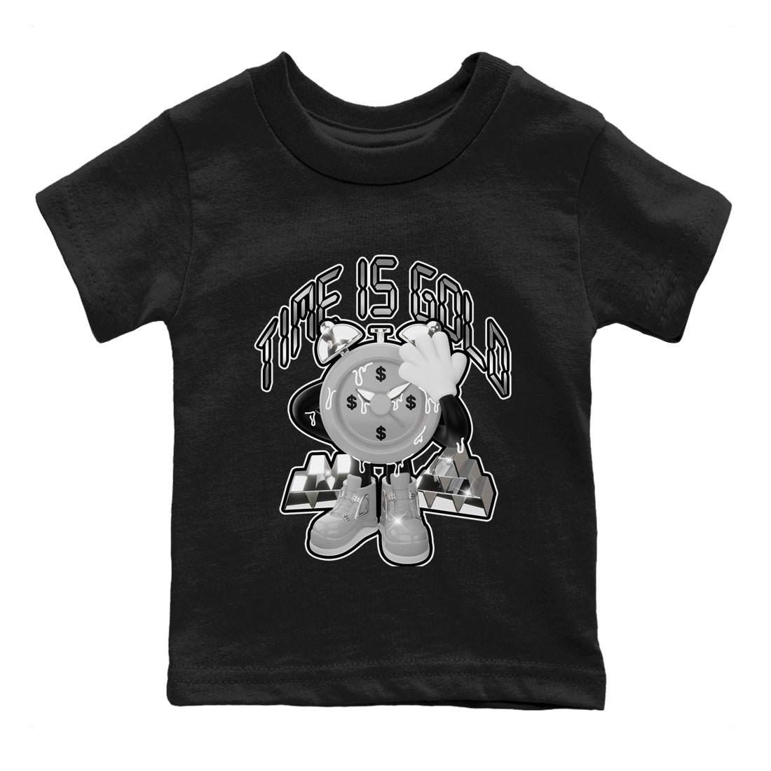 Air Jordan 4 Frozen Moments shirt to match jordans Time Is Gold Streetwear Sneaker Shirt AJ4 Frozen Moments Drip Gear Zone Sneaker Matching Clothing Baby Toddler Black 2 T-Shirt