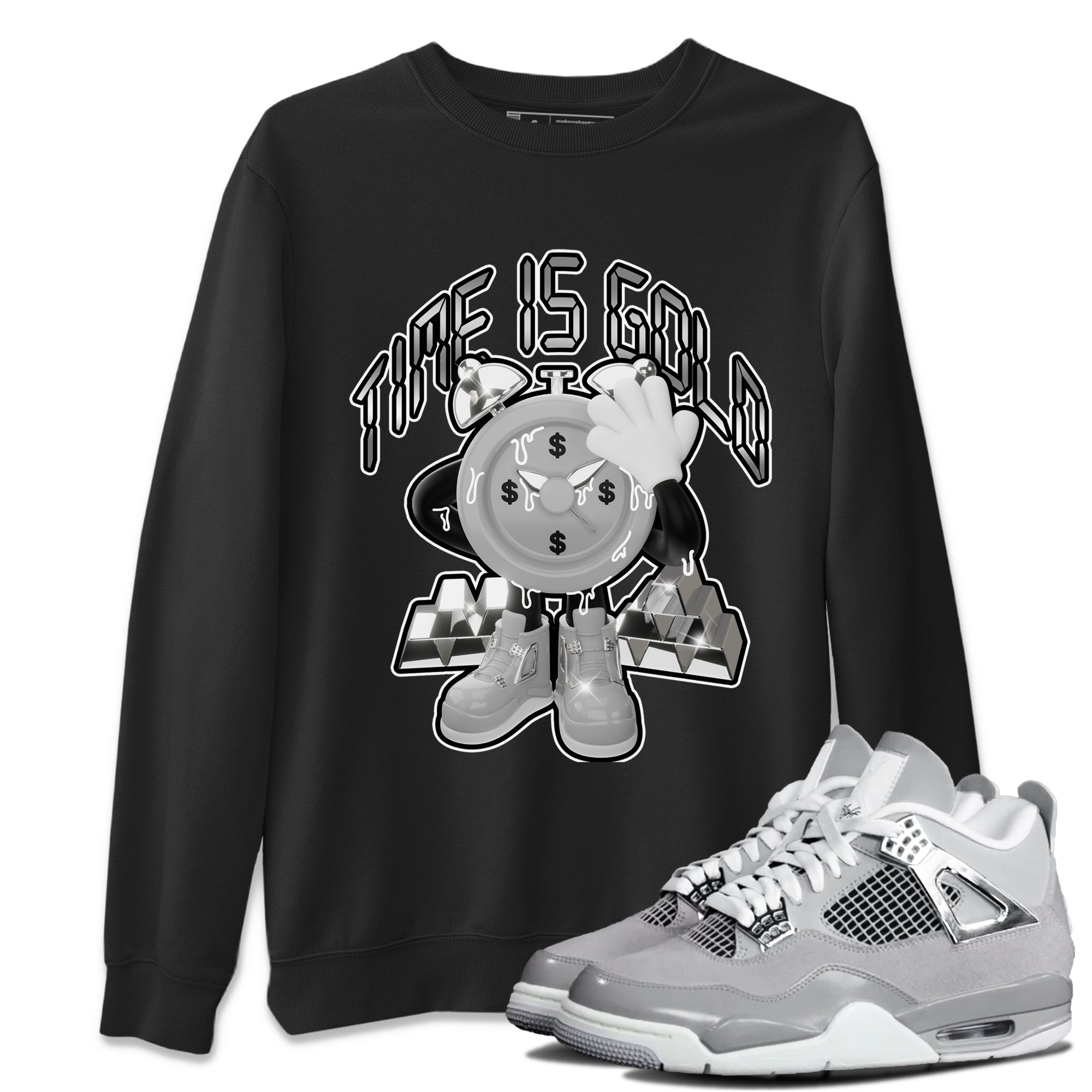 Air Jordan 4 Frozen Moments shirt to match jordans Time Is Gold Streetwear Sneaker Shirt AJ4 Frozen Moments Drip Gear Zone Sneaker Matching Clothing Unisex Black 1 T-Shirt