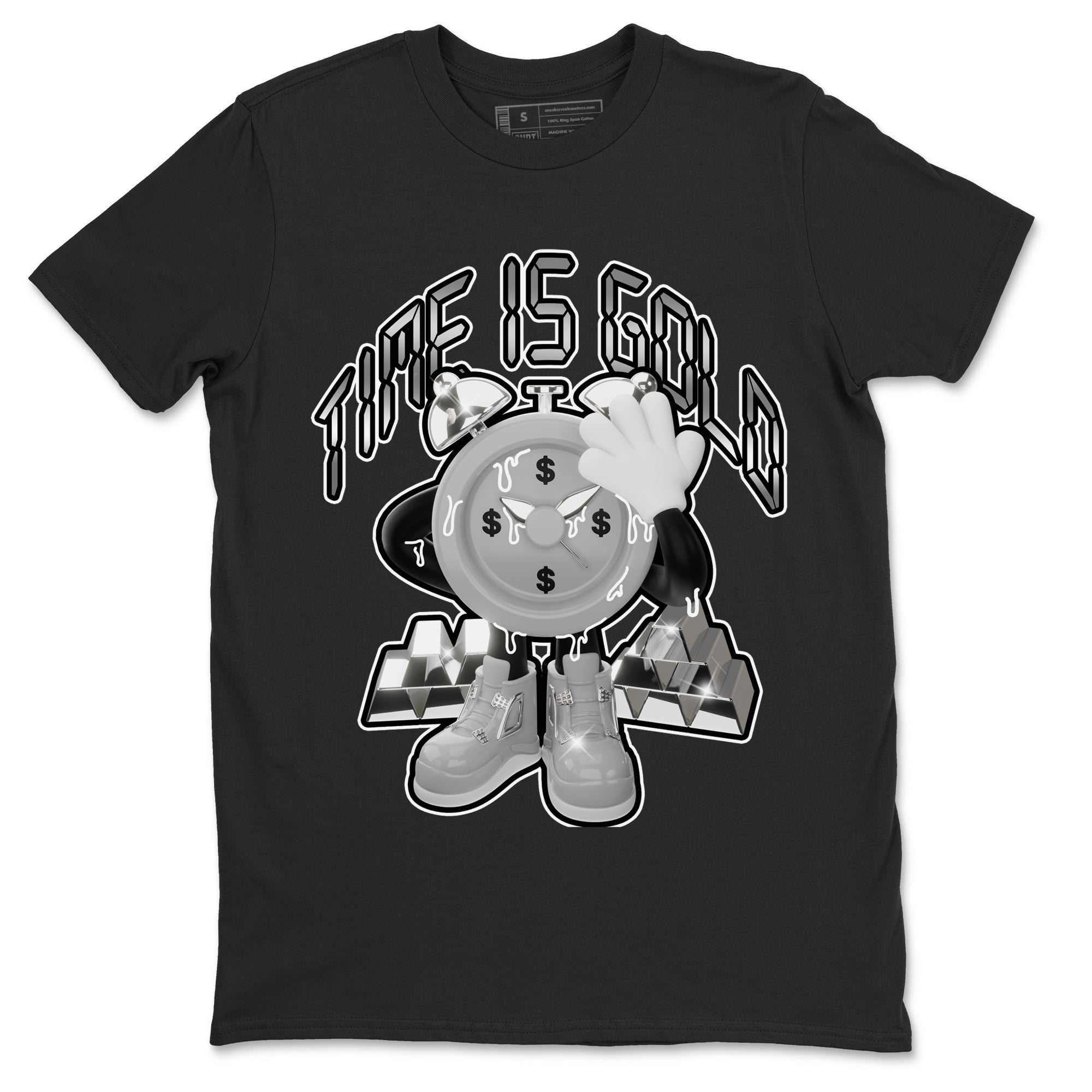 Air Jordan 4 Frozen Moments shirt to match jordans Time Is Gold Streetwear Sneaker Shirt AJ4 Frozen Moments Drip Gear Zone Sneaker Matching Clothing Unisex Black 2 T-Shirt