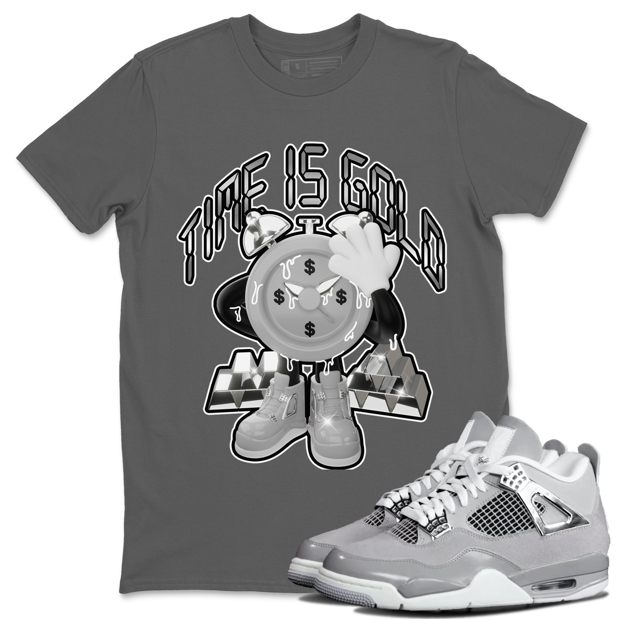 Air Jordan 4 Frozen Moments shirt to match jordans Time Is Gold Streetwear Sneaker Shirt AJ4 Frozen Moments Drip Gear Zone Sneaker Matching Clothing Unisex Cool Grey 1 T-Shirt