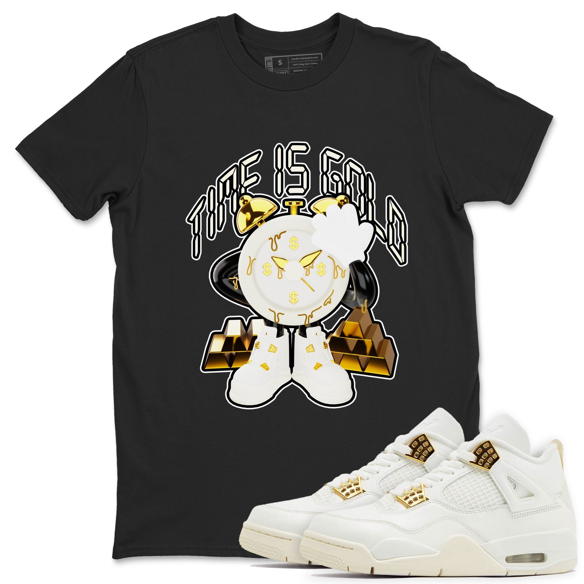 4s Sail 2024 shirt to match jordans Time Is Gold sneaker tees Air Jordan 4 Sail 2024 Drip Gear Zone unisex cotton Black 1 crew neck shirt