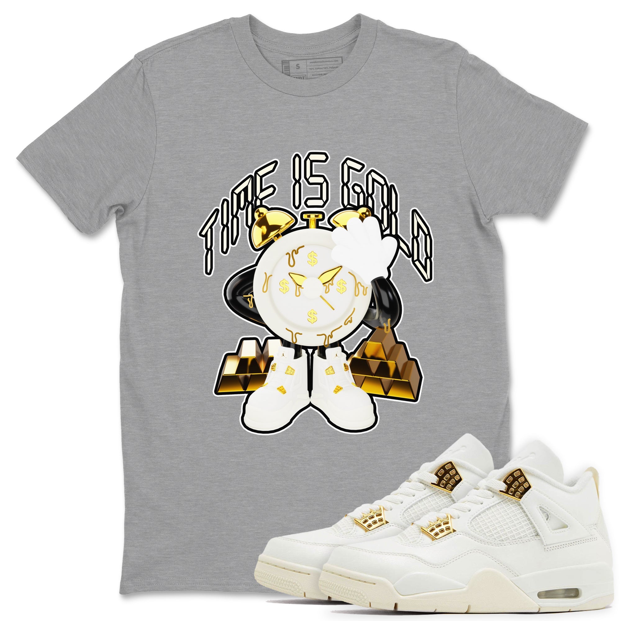 4s Sail 2024 shirt to match jordans Time Is Gold sneaker tees Air Jordan 4 Sail 2024 Drip Gear Zone unisex cotton Heather Grey 1 crew neck shirt