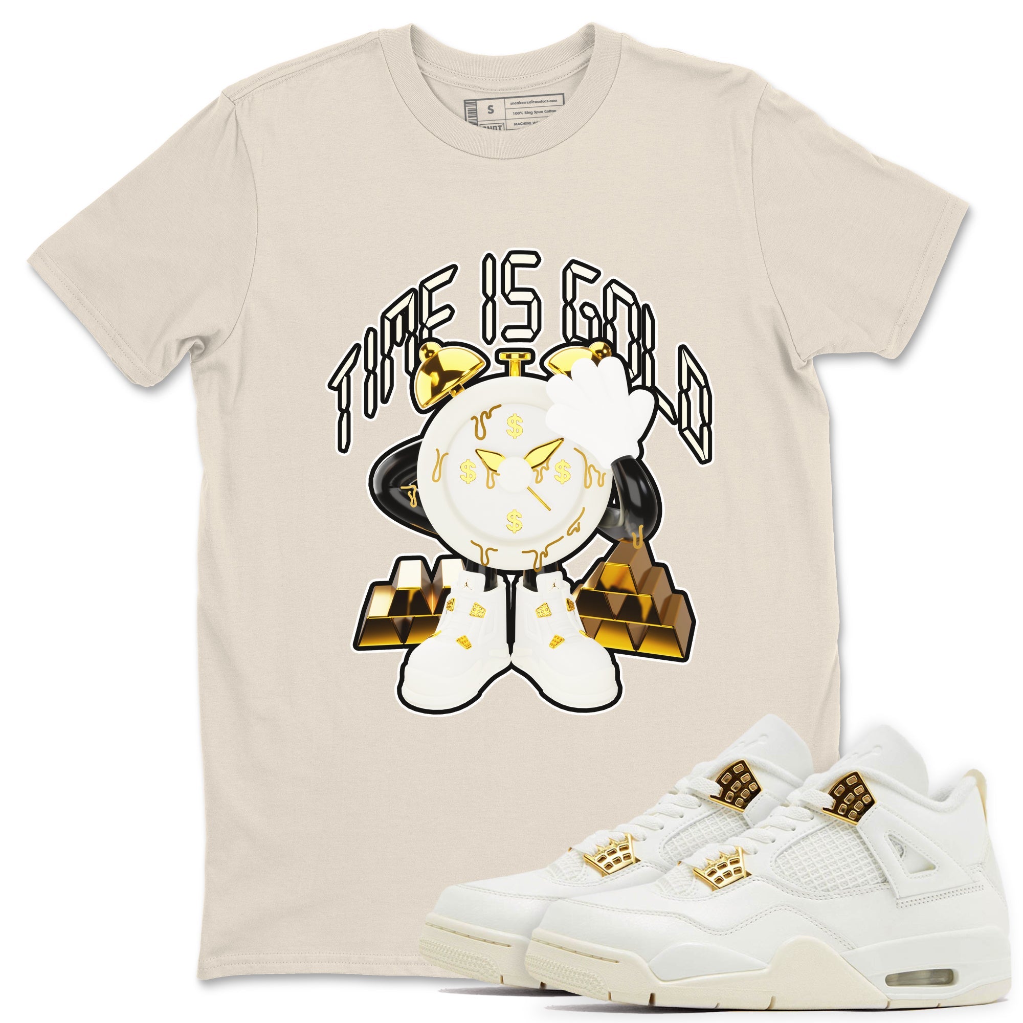 4s Sail 2024 shirt to match jordans Time Is Gold sneaker tees Air Jordan 4 Sail 2024 Drip Gear Zone unisex cotton Natural 1 crew neck shirt