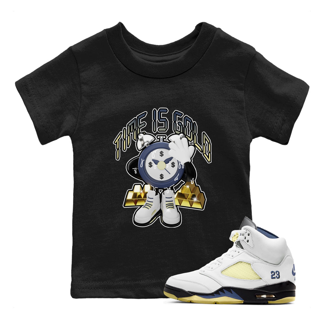 Air Jordan 5 A Ma Maniere x Photon Dust shirt to match jordans Time Is Gold sneaker tees Jordan 5 A Ma Maniere "Dawn" Drip Gear Zone Baby Toddler Black 1 T-Shirt
