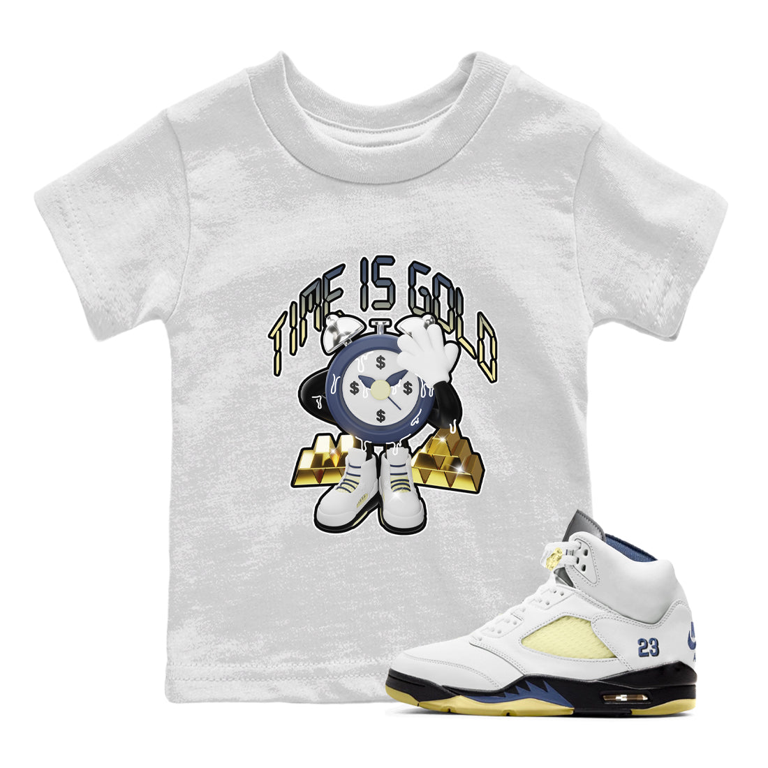 Air Jordan 5 A Ma Maniere x Photon Dust shirt to match jordans Time Is Gold sneaker tees Jordan 5 A Ma Maniere "Dawn" Drip Gear Zone Baby Toddler White 1 T-Shirt