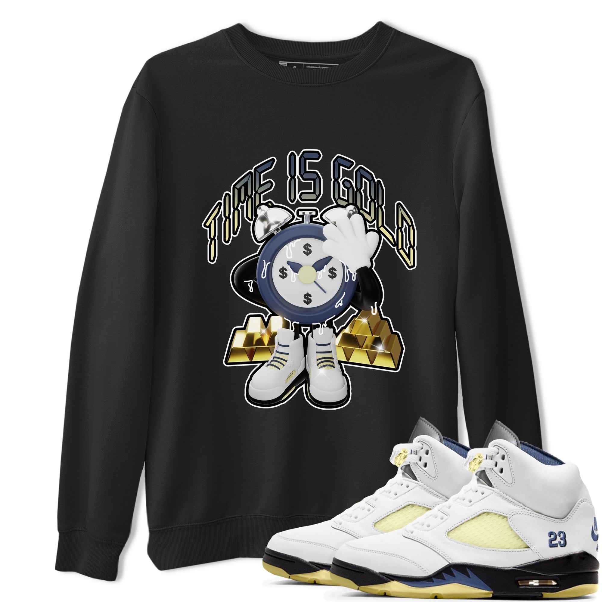 Air Jordan 5 A Ma Maniere x Photon Dust shirt to match jordans Time Is Gold sneaker tees Jordan 5 A Ma Maniere "Dawn" Drip Gear Zone Unisex Black 1 T-Shirt