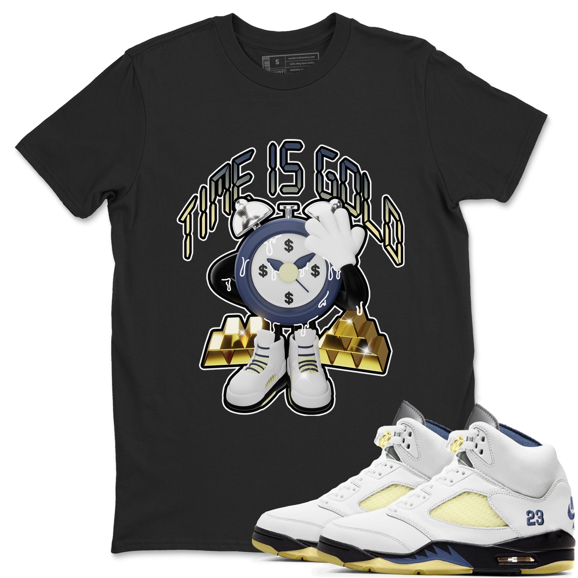 Air Jordan 5 A Ma Maniere x Photon Dust shirt to match jordans Time Is Gold sneaker tees Jordan 5 A Ma Maniere "Dawn" Drip Gear Zone Unisex Black 1 T-Shirt