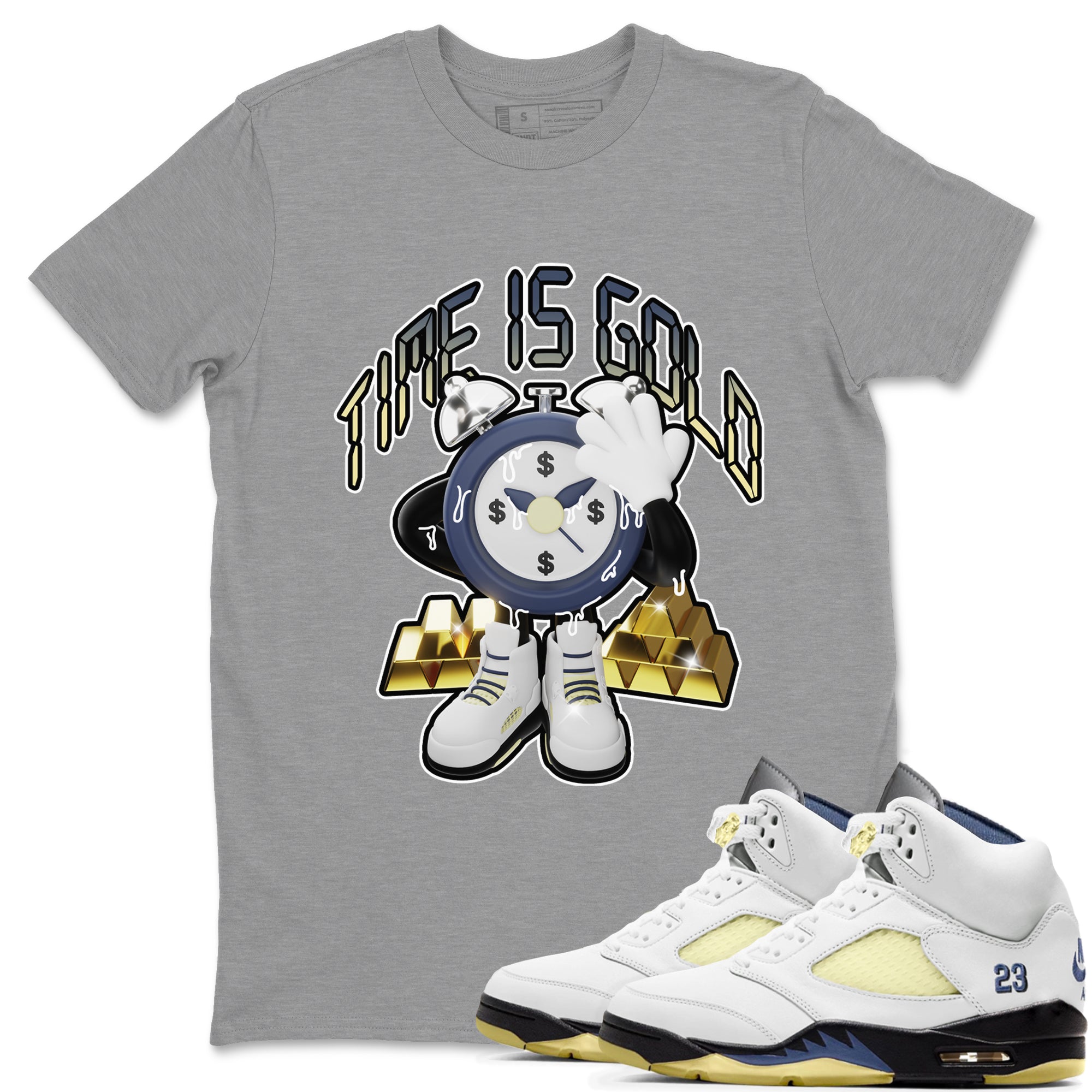 Air Jordan 5 A Ma Maniere x Photon Dust shirt to match jordans Time Is Gold sneaker tees Jordan 5 A Ma Maniere "Dawn" Drip Gear Zone Unisex Heather Grey 1 T-Shirt