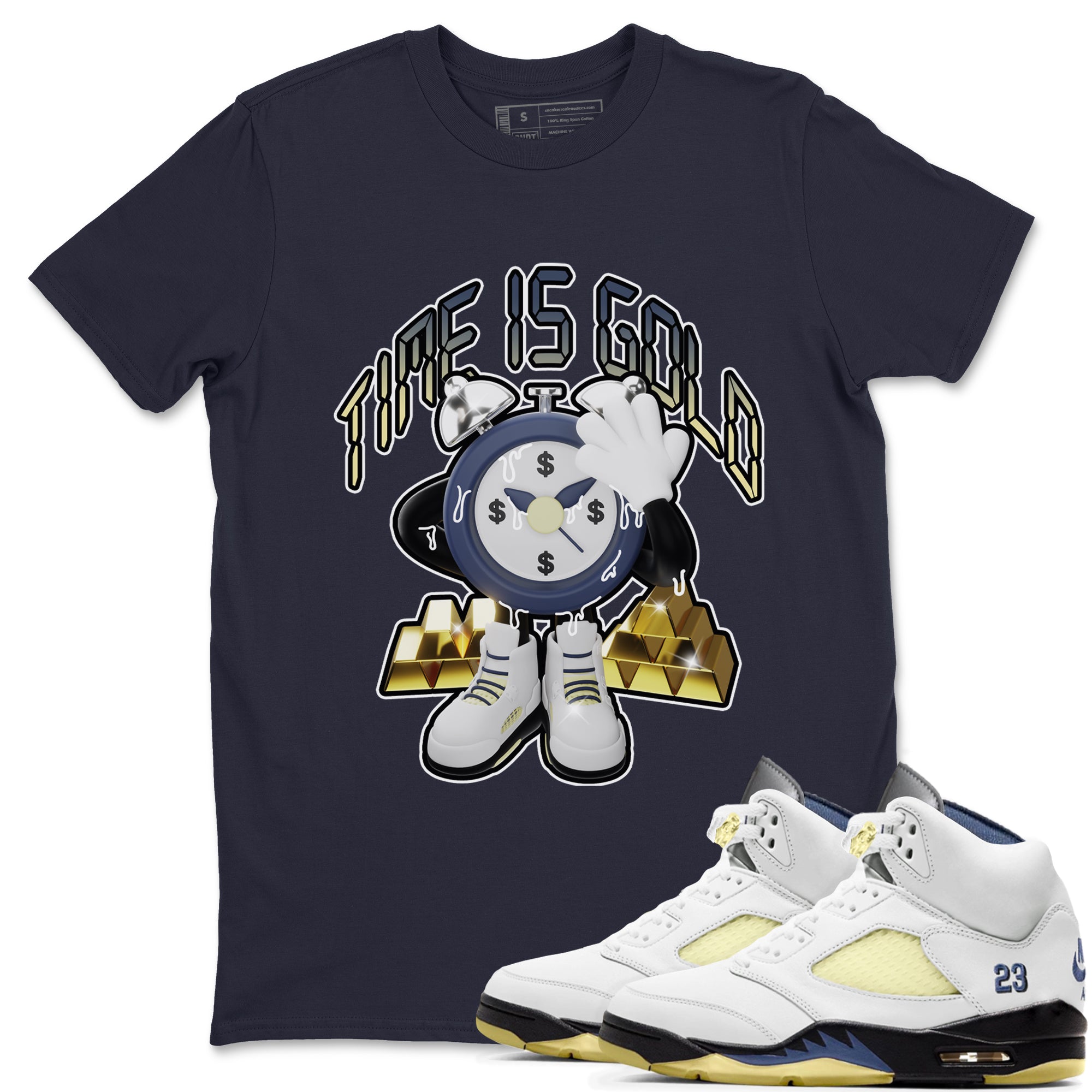 Air Jordan 5 A Ma Maniere x Photon Dust shirt to match jordans Time Is Gold sneaker tees Jordan 5 A Ma Maniere "Dawn" Drip Gear Zone Unisex Navy 1 T-Shirt