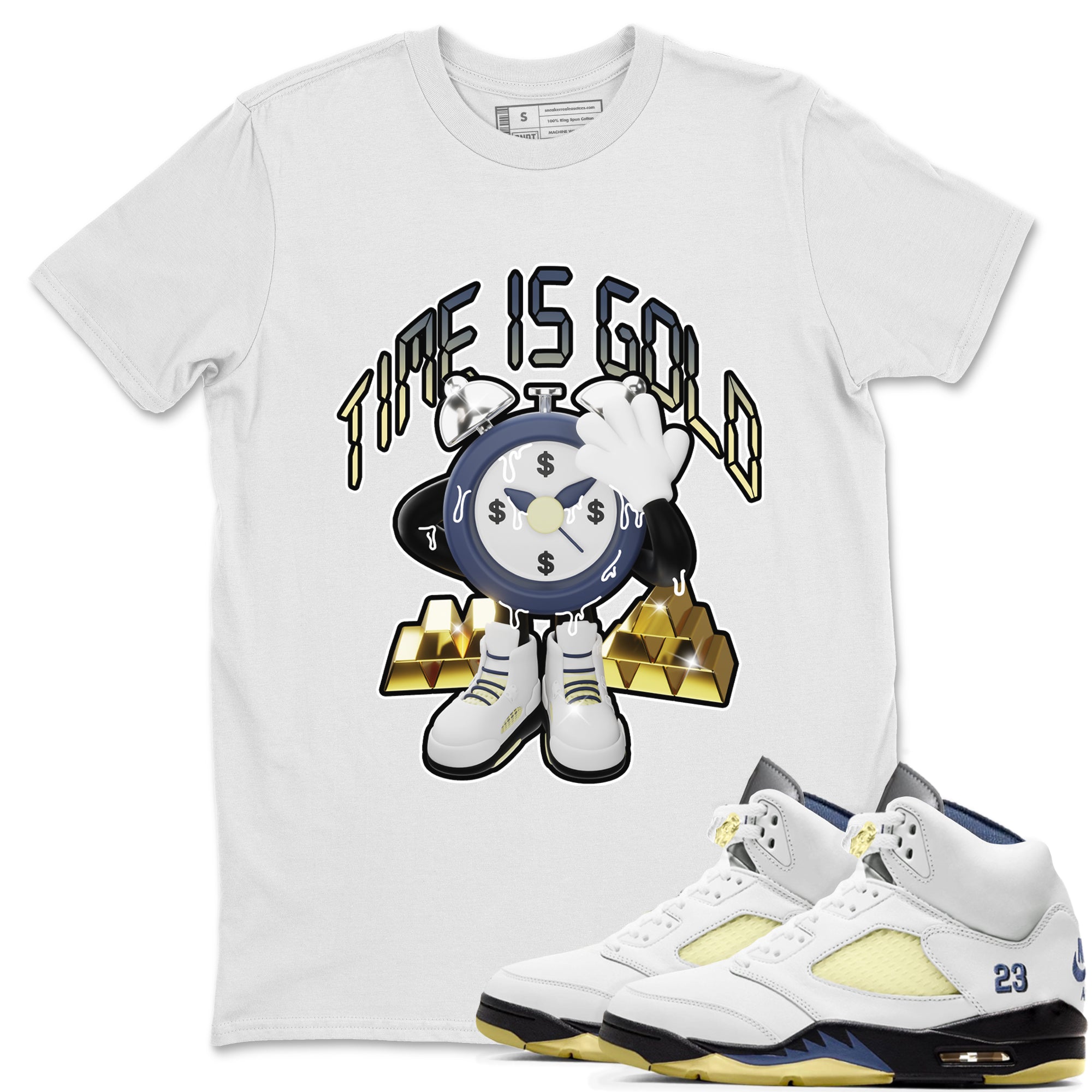 Air Jordan 5 A Ma Maniere x Photon Dust shirt to match jordans Time Is Gold sneaker tees Jordan 5 A Ma Maniere "Dawn" Drip Gear Zone Unisex White 1 T-Shirt