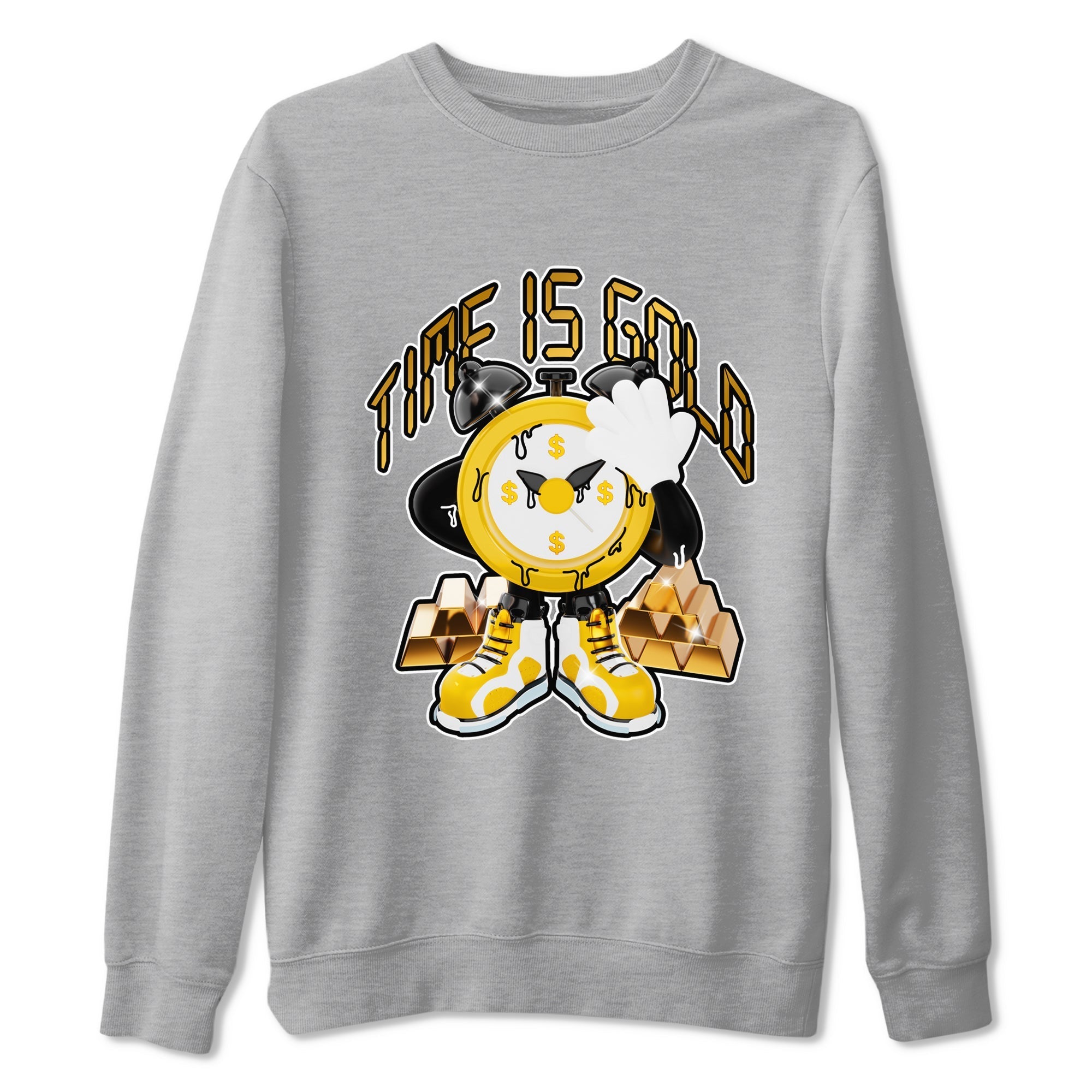 6s Yellow Ochre shirt to match jordans Time Is Gold sneaker tees streetwear brand Air Jordan 6 Yellow Ochre Drip Gear Zone Brand Unisex Heather Grey 2 T-Shirt