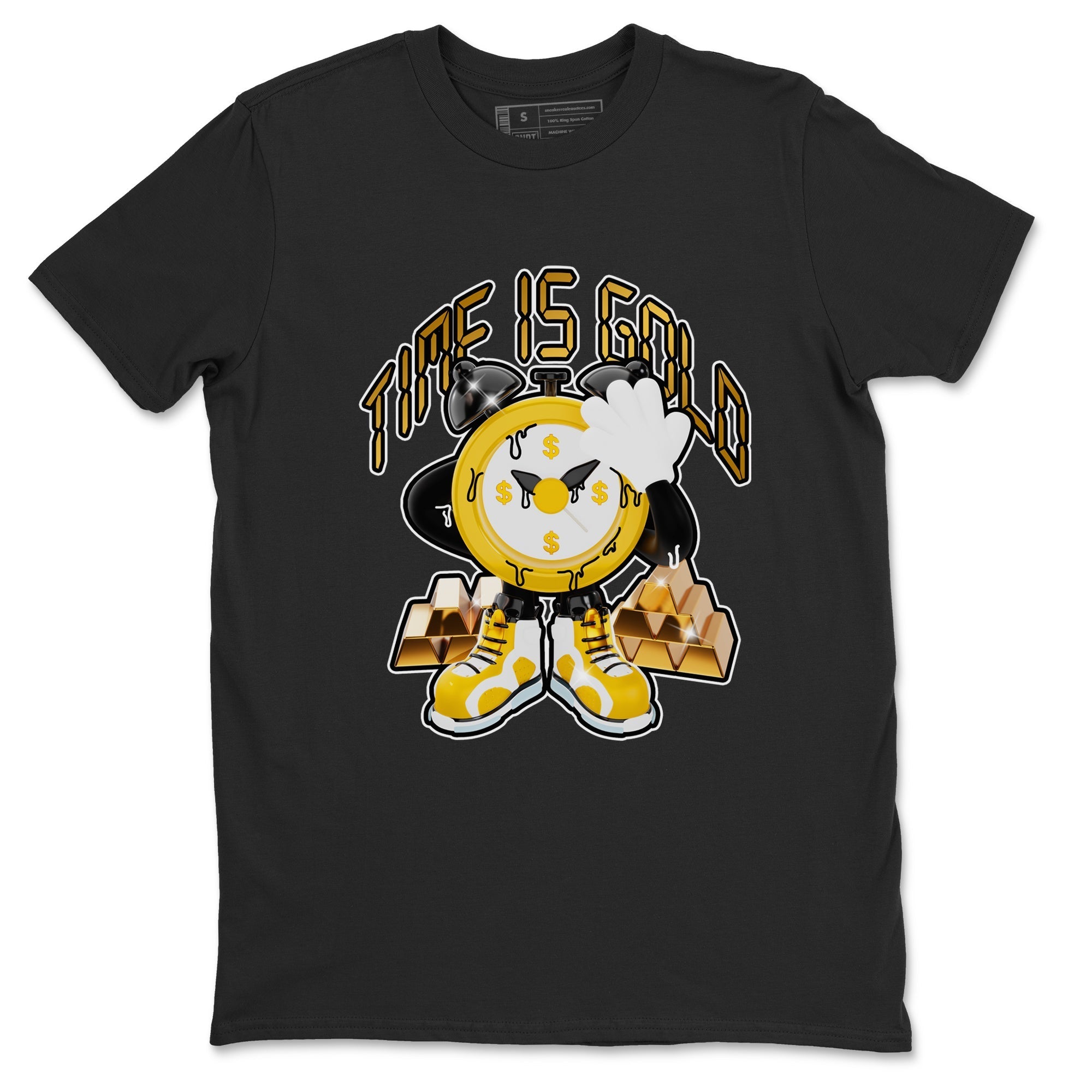 6s Yellow Ochre shirt to match jordans Time Is Gold sneaker tees streetwear brand Air Jordan 6 Yellow Ochre Drip Gear Zone Brand Unisex Black 2 T-Shirt