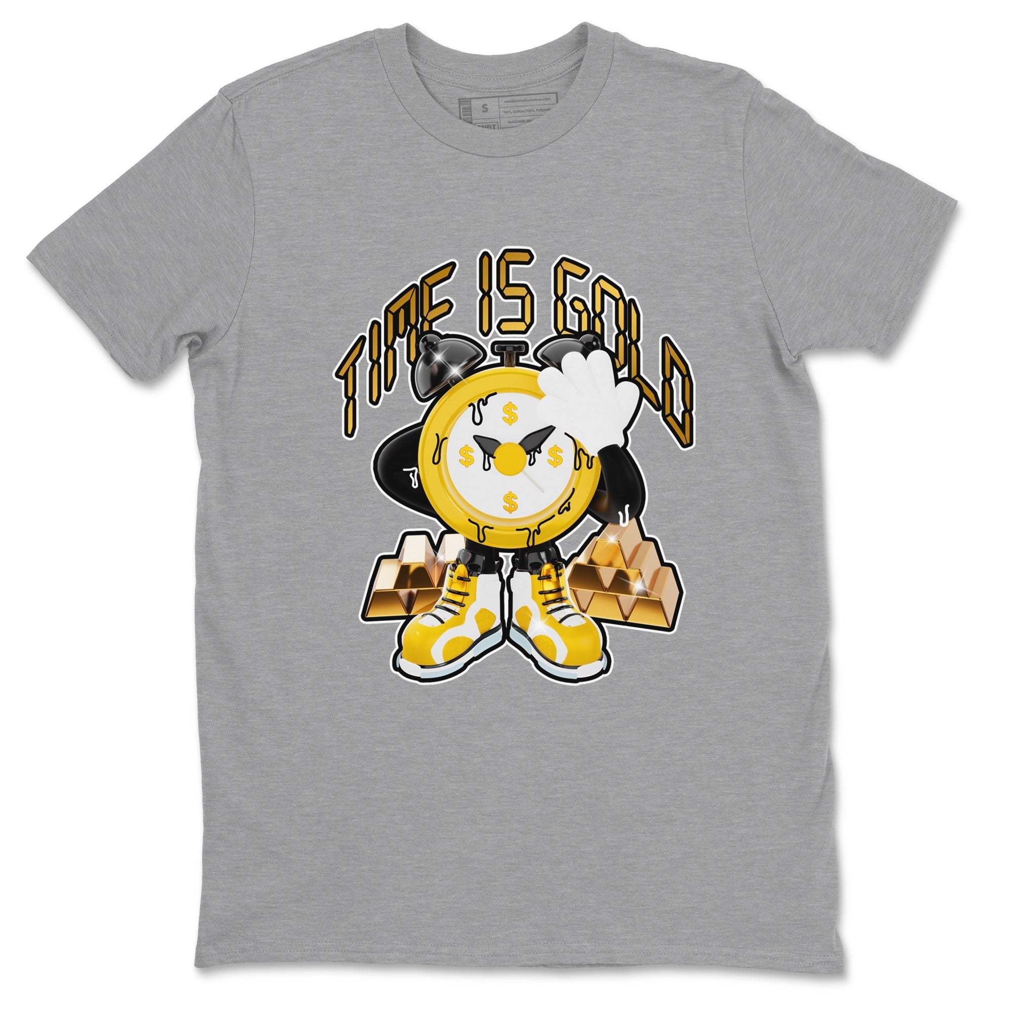 6s Yellow Ochre shirt to match jordans Time Is Gold sneaker tees streetwear brand Air Jordan 6 Yellow Ochre Drip Gear Zone Brand Unisex Heather Grey 2 T-Shirt