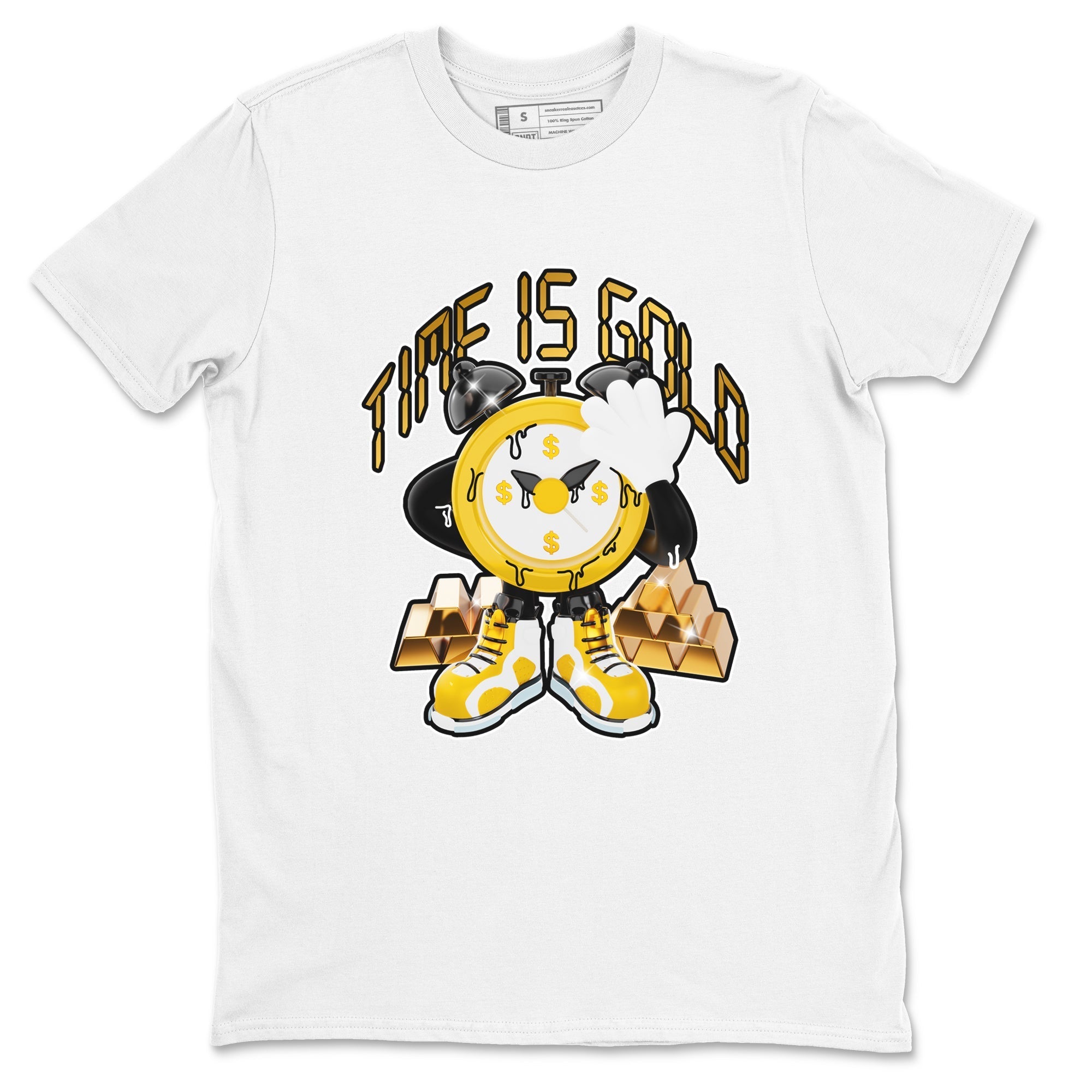 6s Yellow Ochre shirt to match jordans Time Is Gold sneaker tees streetwear brand Air Jordan 6 Yellow Ochre Drip Gear Zone Brand Unisex White 2 T-Shirt