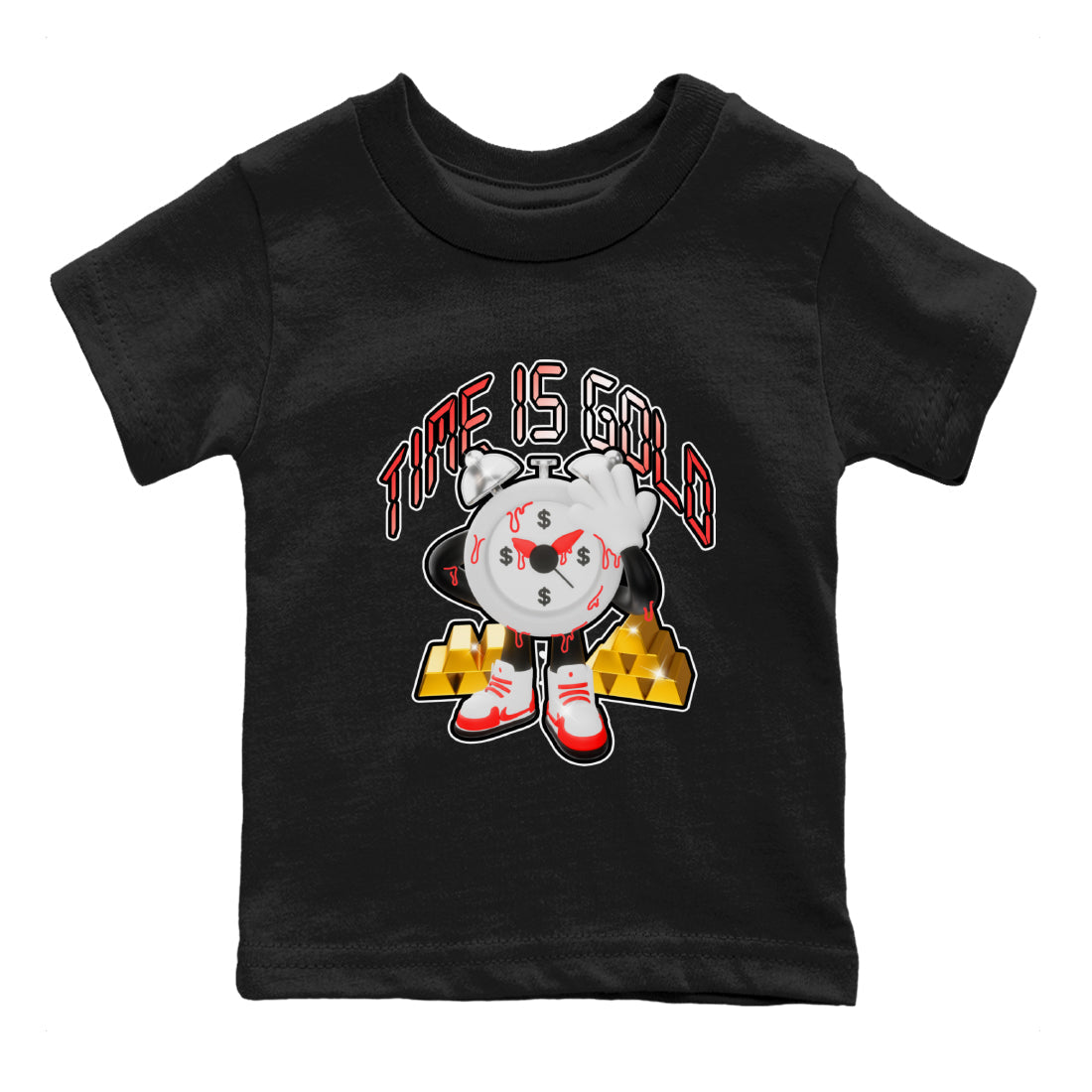 Air Jordan 7 White Infrared shirt to match jordans Time Is Gold Streetwear Sneaker Shirt AJ7 White Infrared Drip Gear Zone Sneaker Matching Clothing Baby Toddler Black 2 T-Shirt