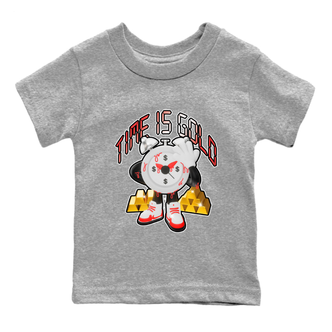 Air Jordan 7 White Infrared shirt to match jordans Time Is Gold Streetwear Sneaker Shirt AJ7 White Infrared Drip Gear Zone Sneaker Matching Clothing Baby Toddler Heather Grey 2 T-Shirt