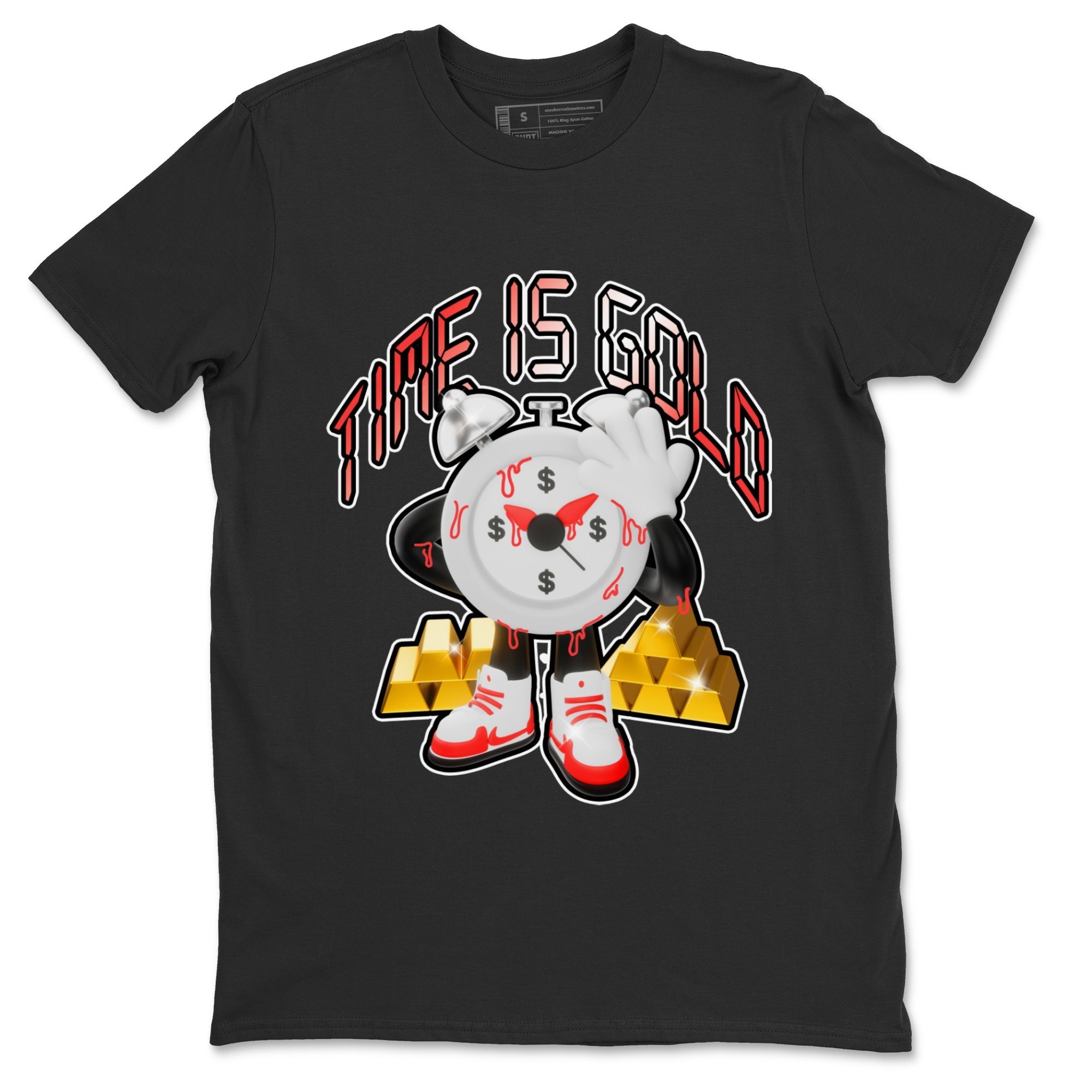 Air Jordan 7 White Infrared shirt to match jordans Time Is Gold Streetwear Sneaker Shirt AJ7 White Infrared Drip Gear Zone Sneaker Matching Clothing Unisex Black 2 T-Shirt