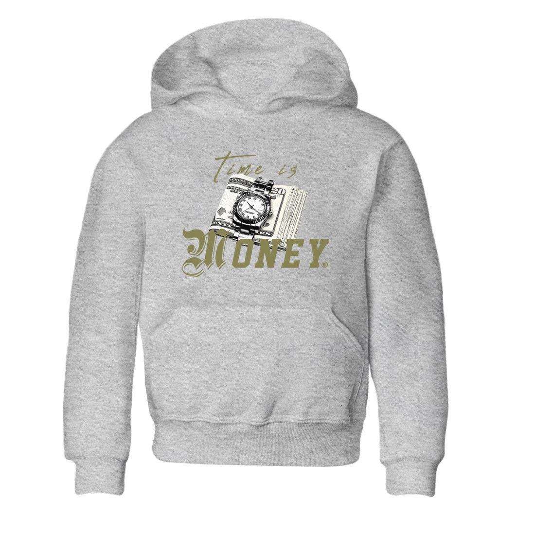 AJ4 Medium Olive shirt to match jordans streetwear brand Time Is Money sneaker tees Air Jordan 4 Retro Medium Olive Drip Gear Zone Baby Toddler Heather Grey 2 T-Shirt